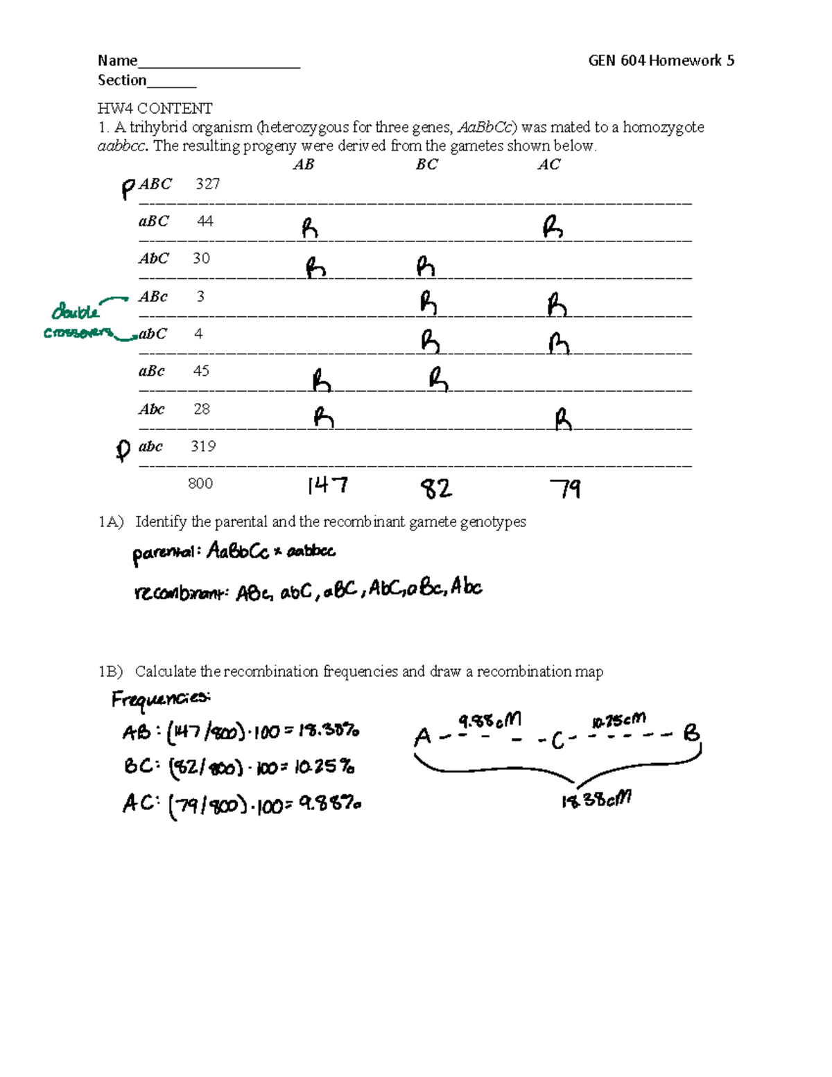 Gen604 Homework 5: Genetic Recombination and Gene Mapping Analysis ...