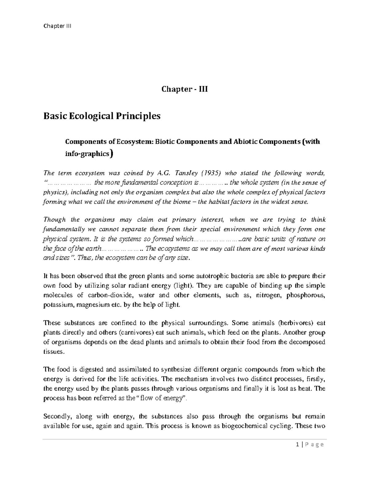 Ecological Concept 2 - Review and lecture note in ecology - Chapter ...