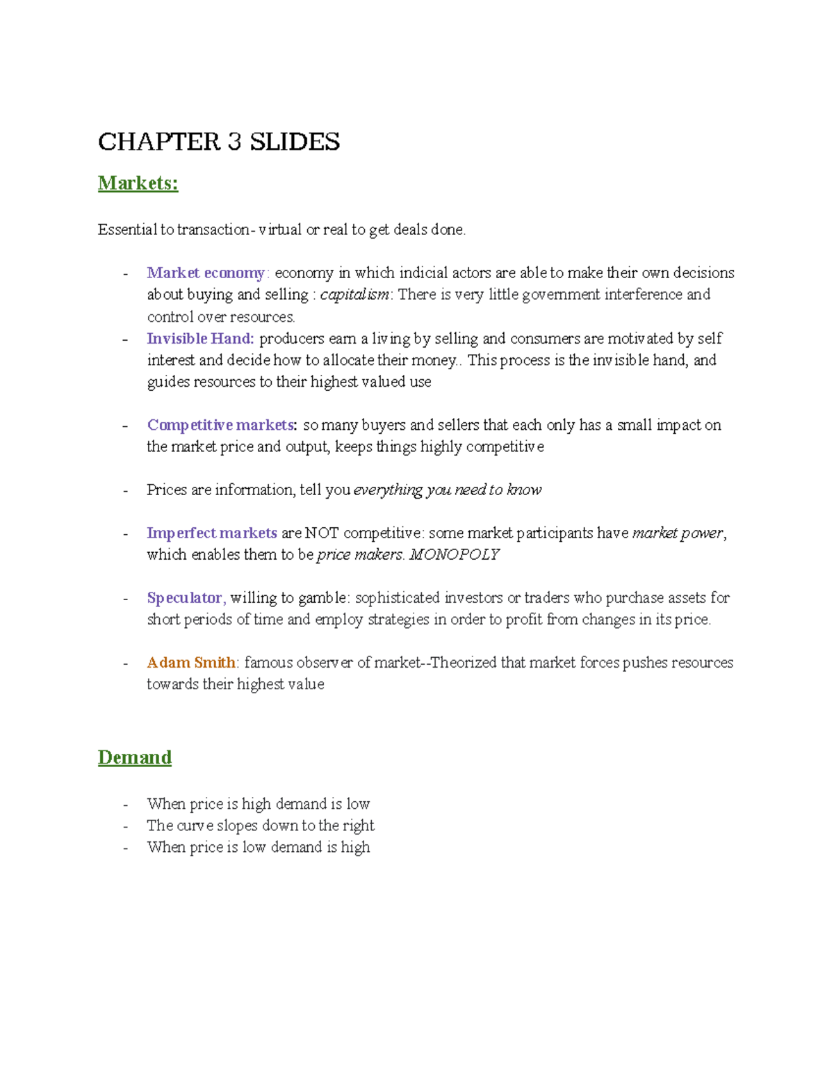 ECON 101: Chapter 3 & 4 Lecture Notes on Markets & Elasticity - Studocu