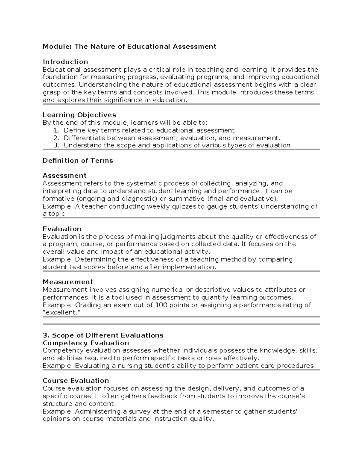 Module 1.2 - Understanding the Nature of Educational Assessment - Studocu