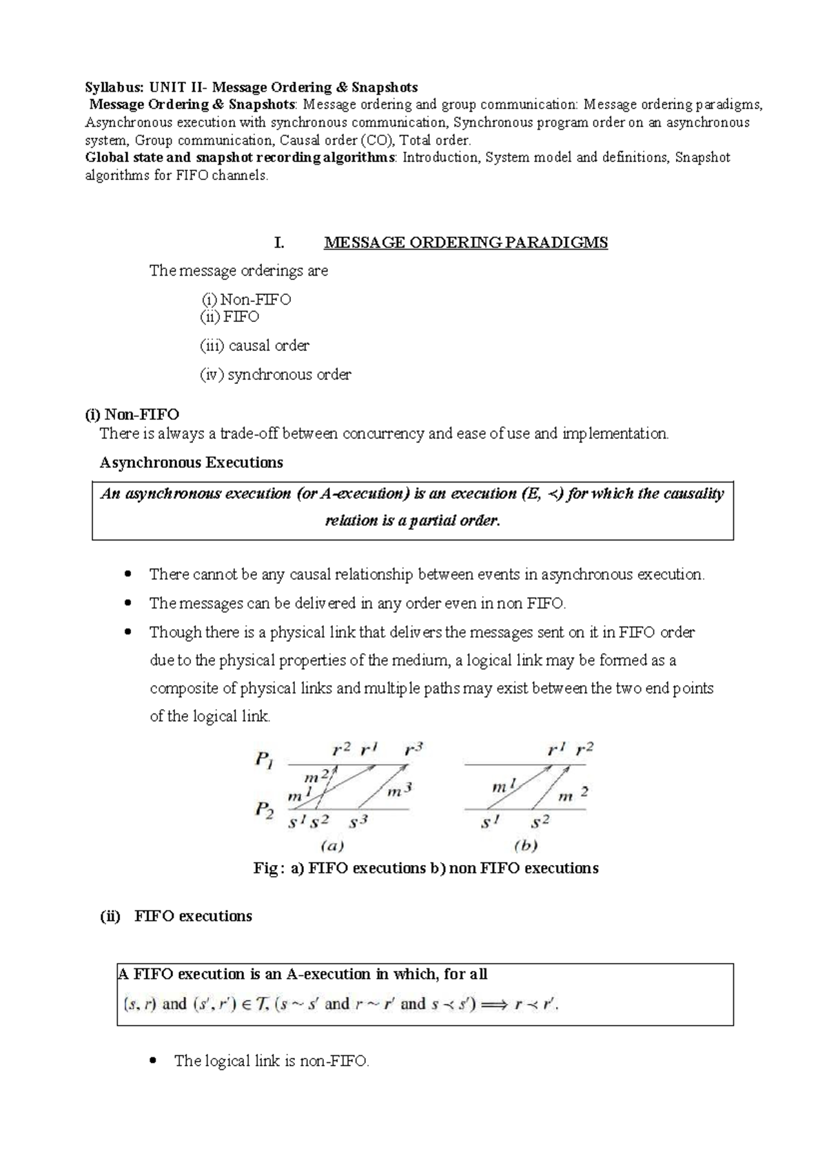 Syllabus: UNIT 2 - Asynchronous Execution & Synchronous Communication ...