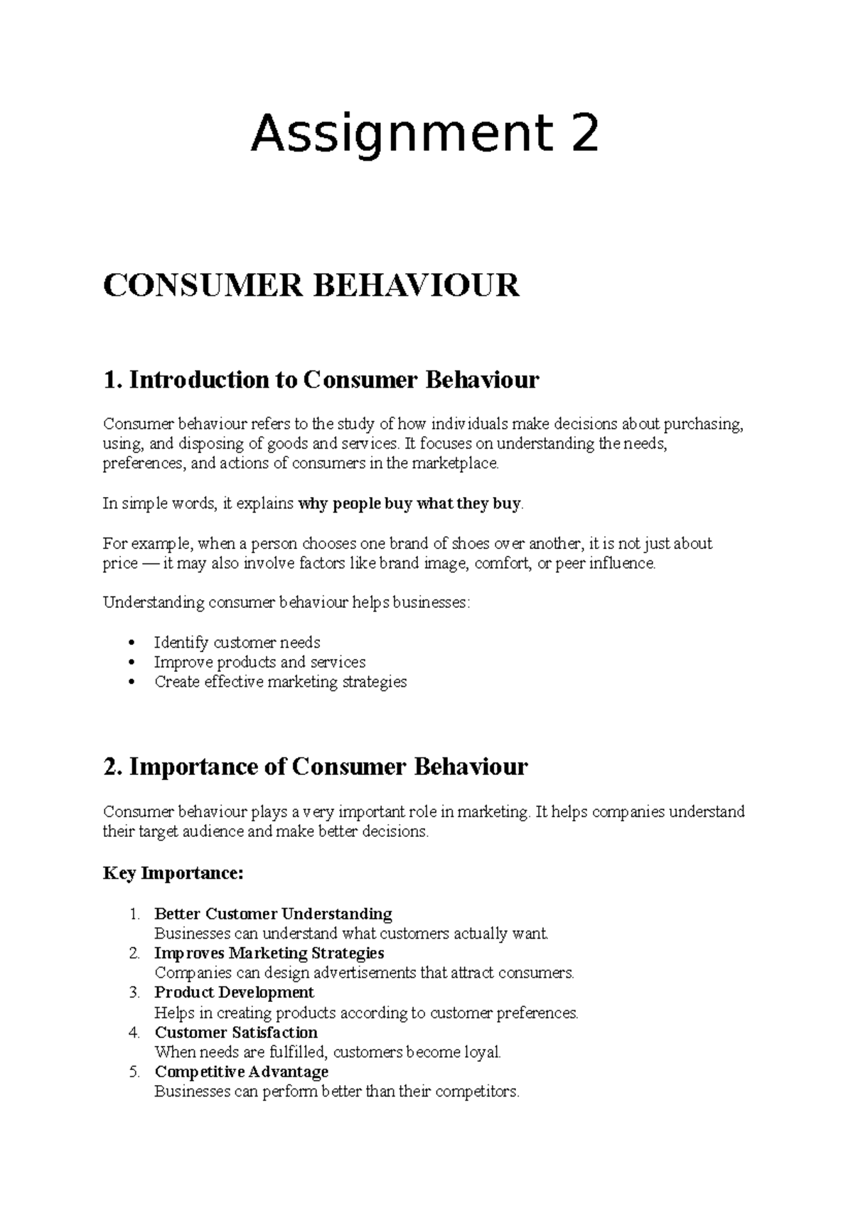 Assignment 2 - Lecture Notes on Consumer Behaviour Analysis - Studocu