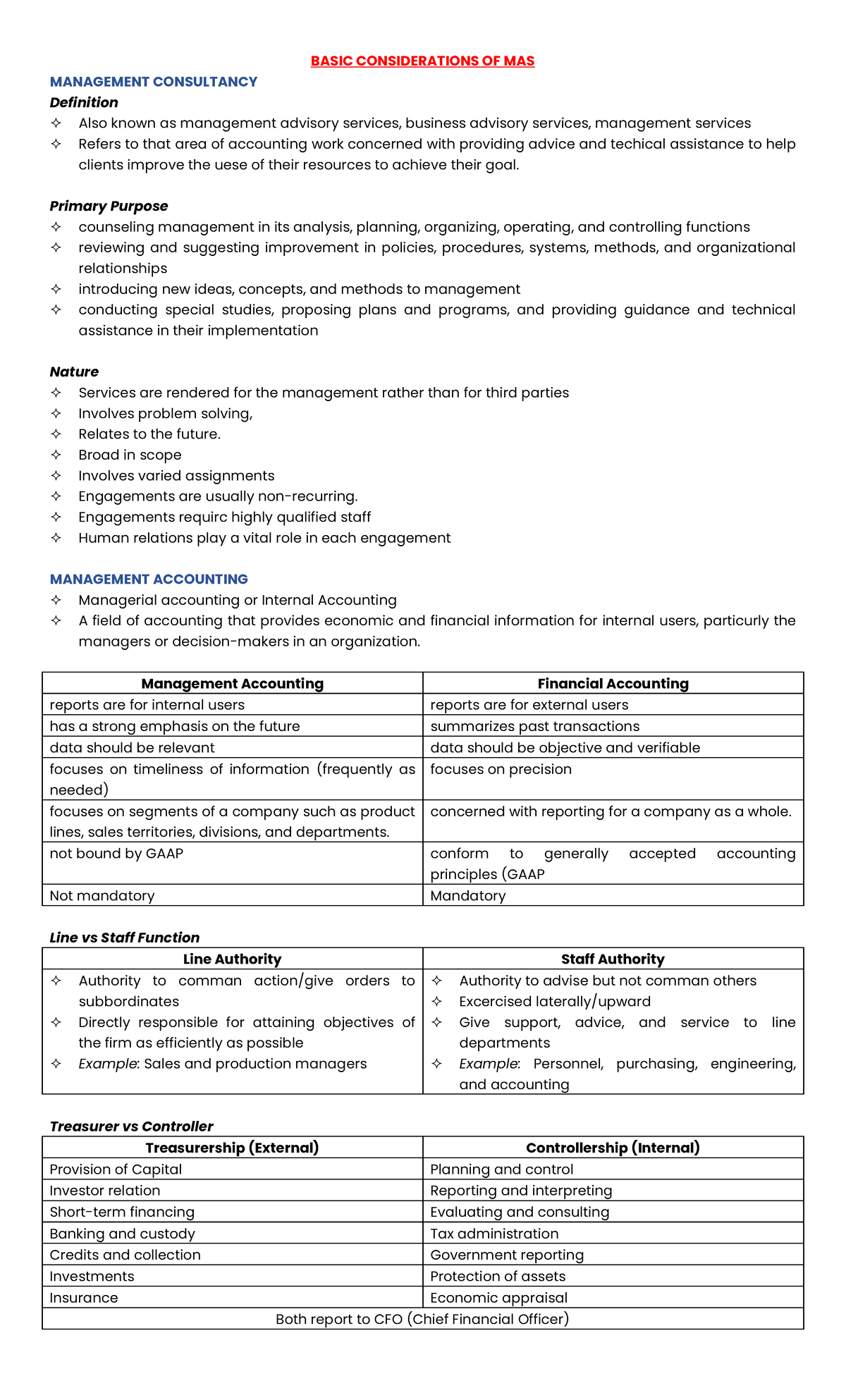 Strat Cost (MAS) - Prelim - BASIC CONSIDERATIONS OF MAS MANAGEMENT ...