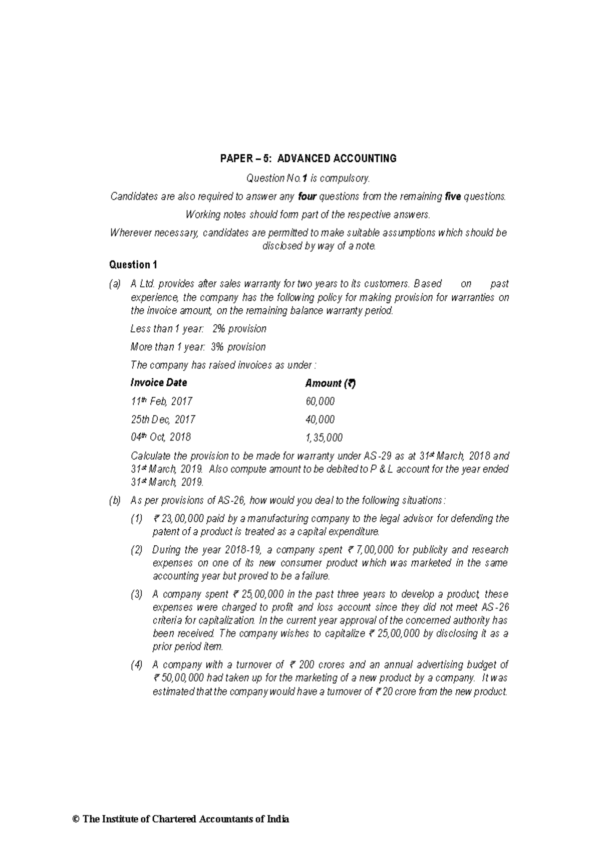 Adv Acc-NOV19 - Previous Year Paper CA Inter on Advanced Accounting ...
