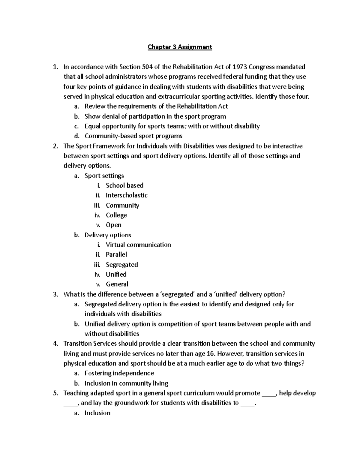 Chapter 3 Assignment - Chapter 3 Assignment In accordance with Section ...