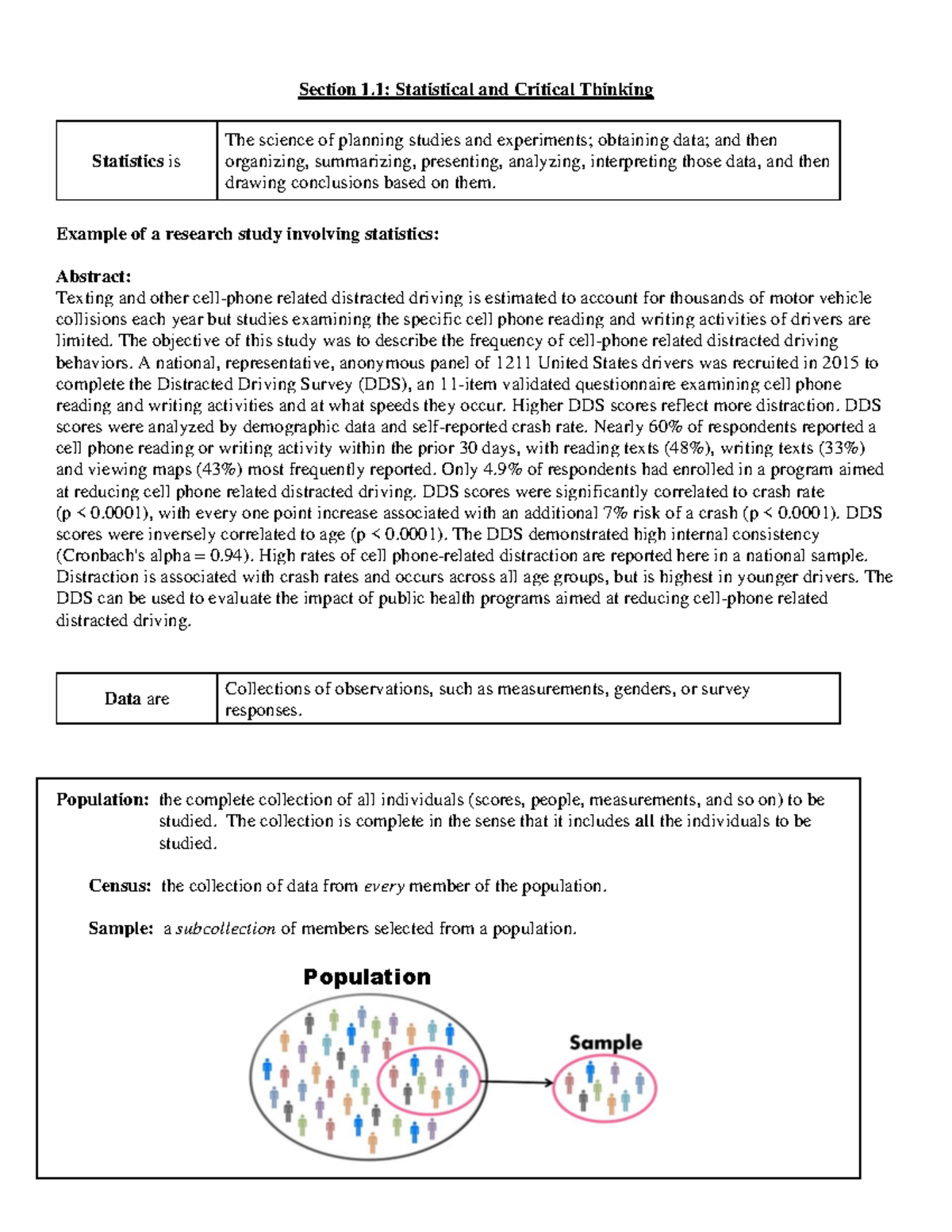 Math 1314: Statistics & Critical Thinking Overview Notes - Studocu
