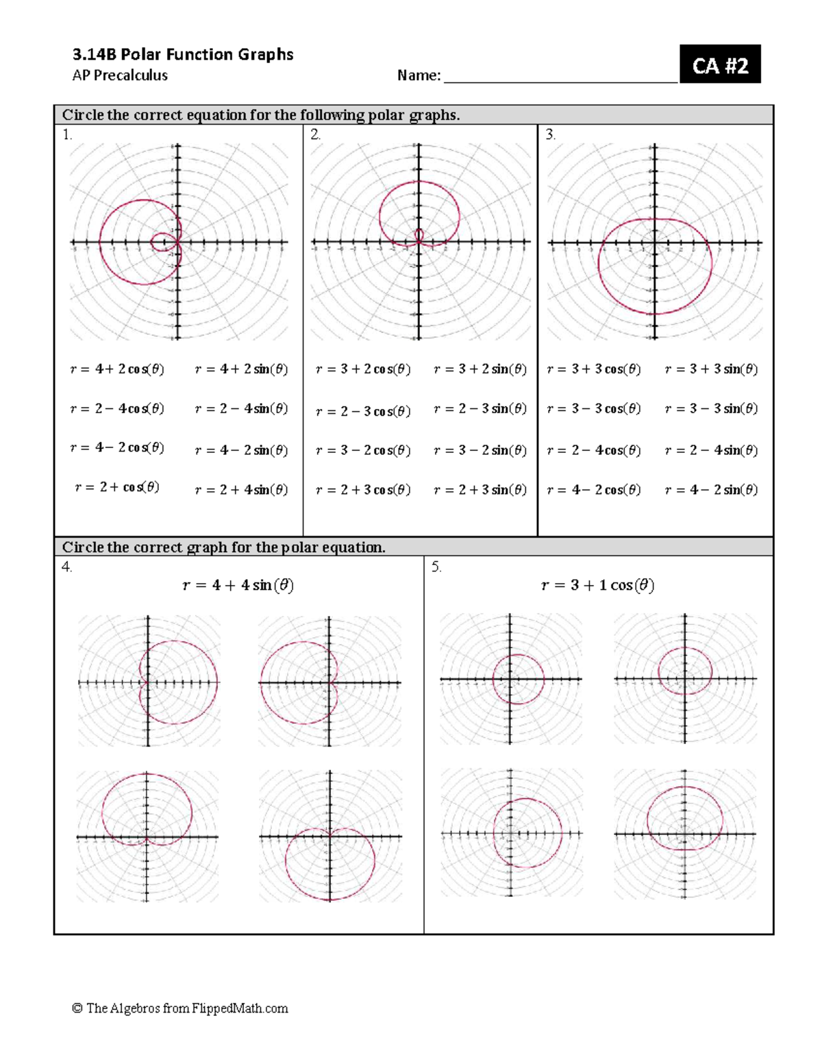 APPC 3.14B - Polar Function Graphs Practice and Homework - Studocu
