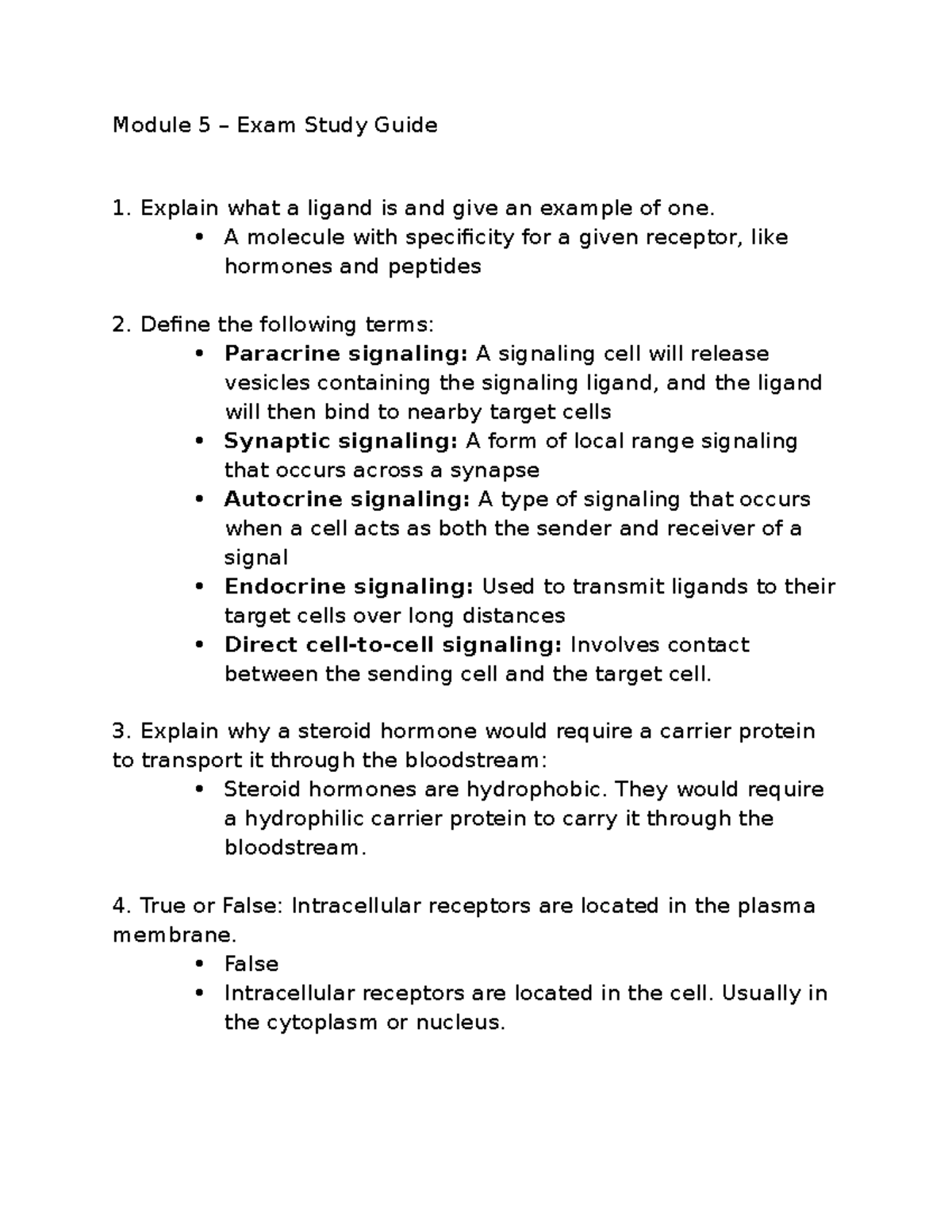 Module 5 Exam Study Guide: Cell Communication Concepts - Studocu