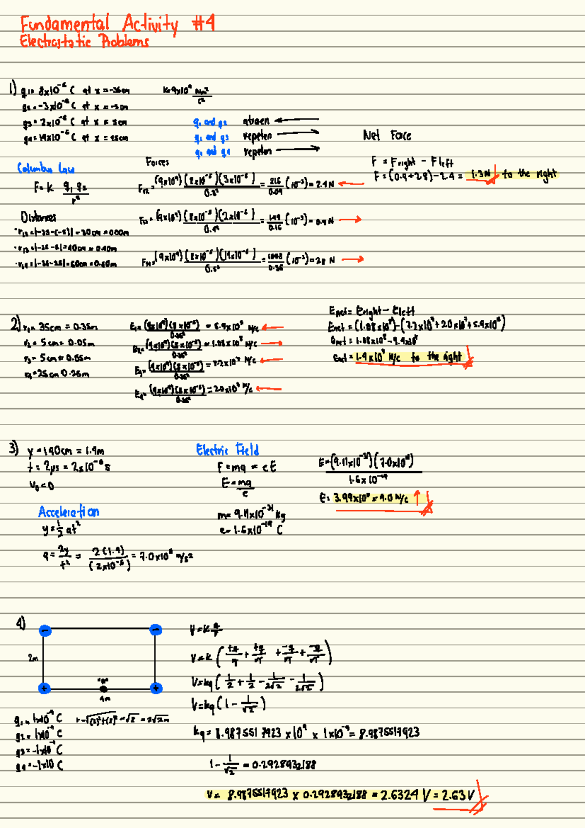 Electromagnetism - Electrostatic Problems and Forces Analysis - Studocu