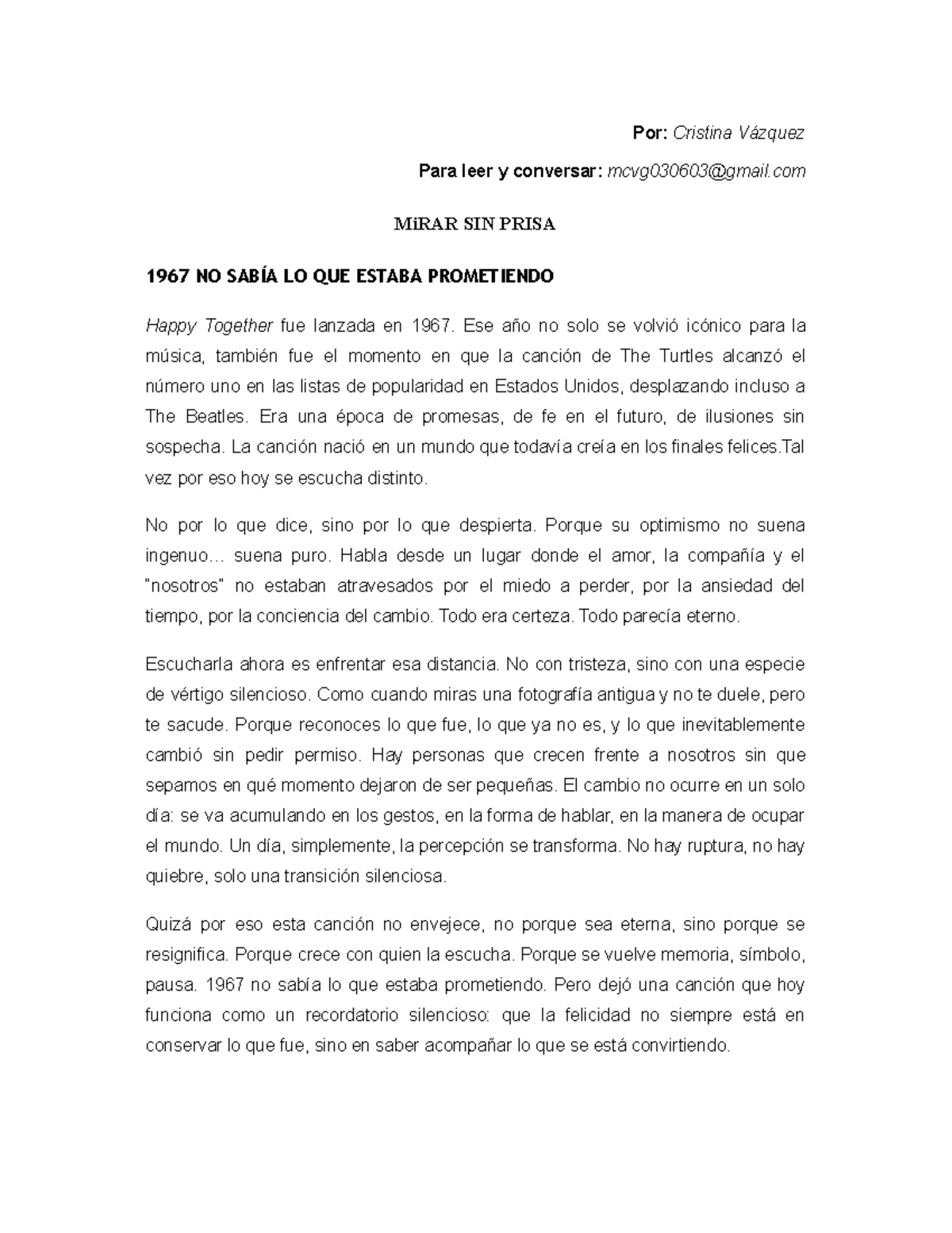 Columna S1 MCVG: Reflexiones sobre 