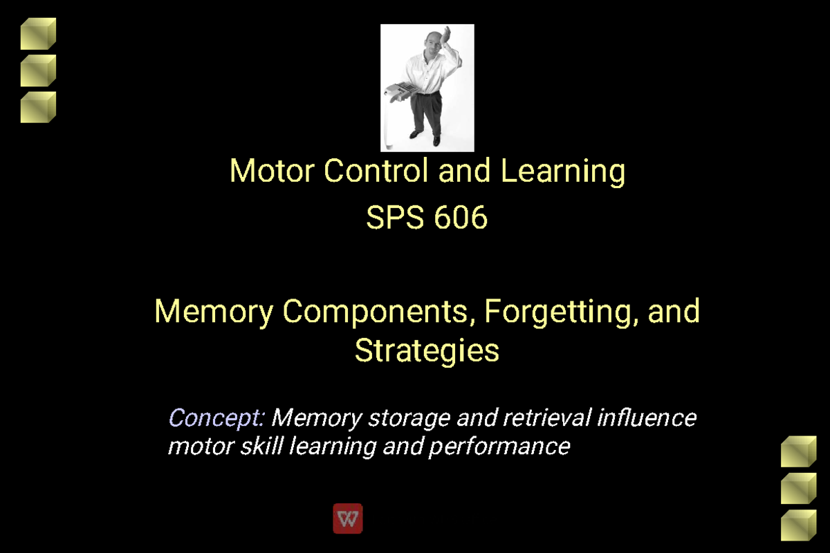 Motor Control and Learning SPS 606: Memory Components & Strategies ...