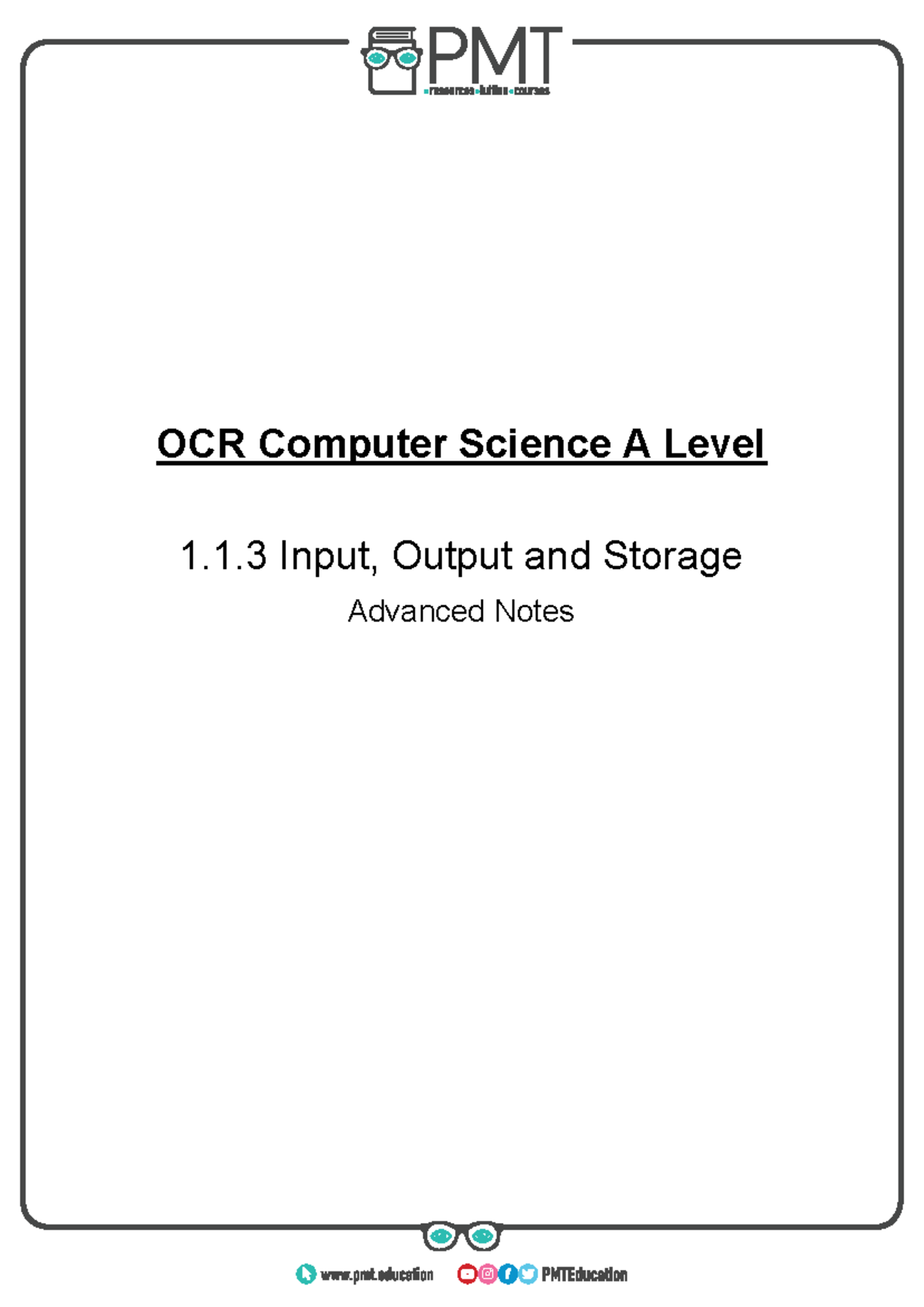 OCR A Level Computer Science: Input, Output & Storage Overview - Studocu