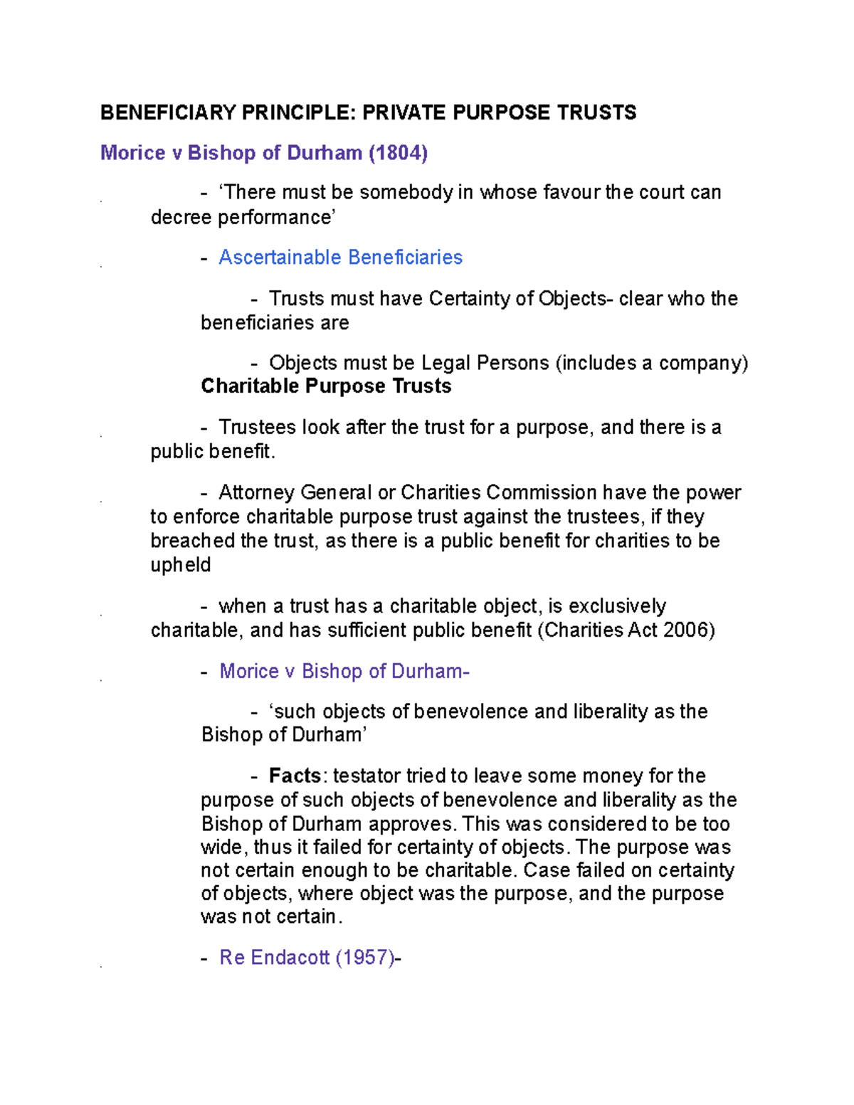 Private Purpose Trusts: Key Concepts and Case Law Analysis - Studocu