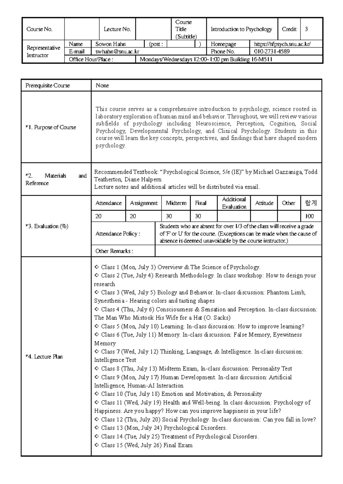 2024 isp Introduction to Psychology - Prerequisite Course None *1 ...