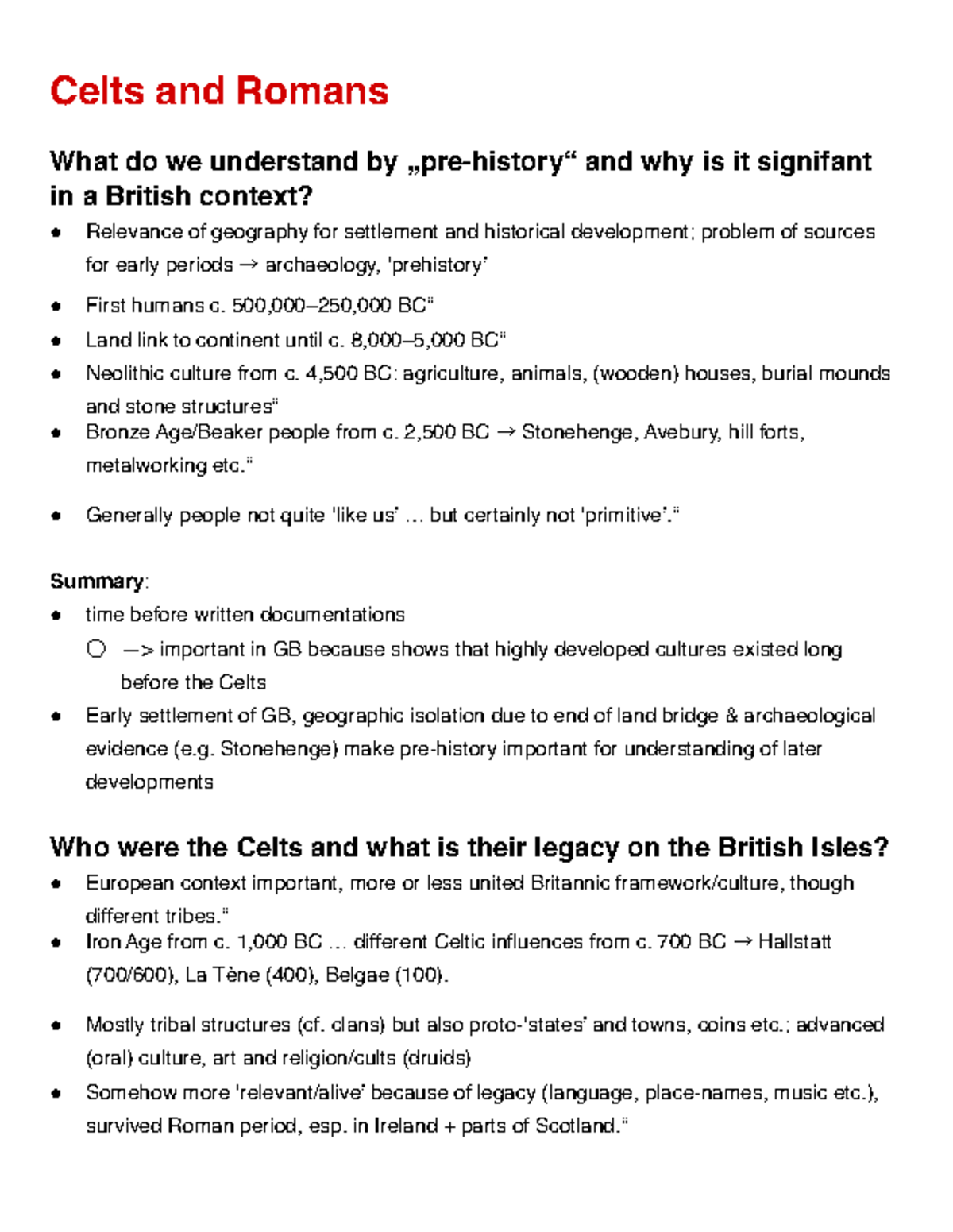 Celts and Romans: Historical Significance in British Context - Exam ...