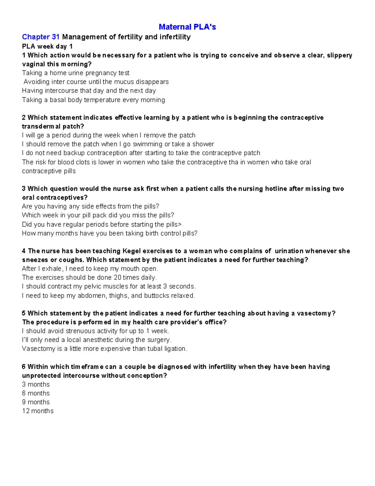 Maternals 15 - Fertility & Infertility Management Notes - Studocu