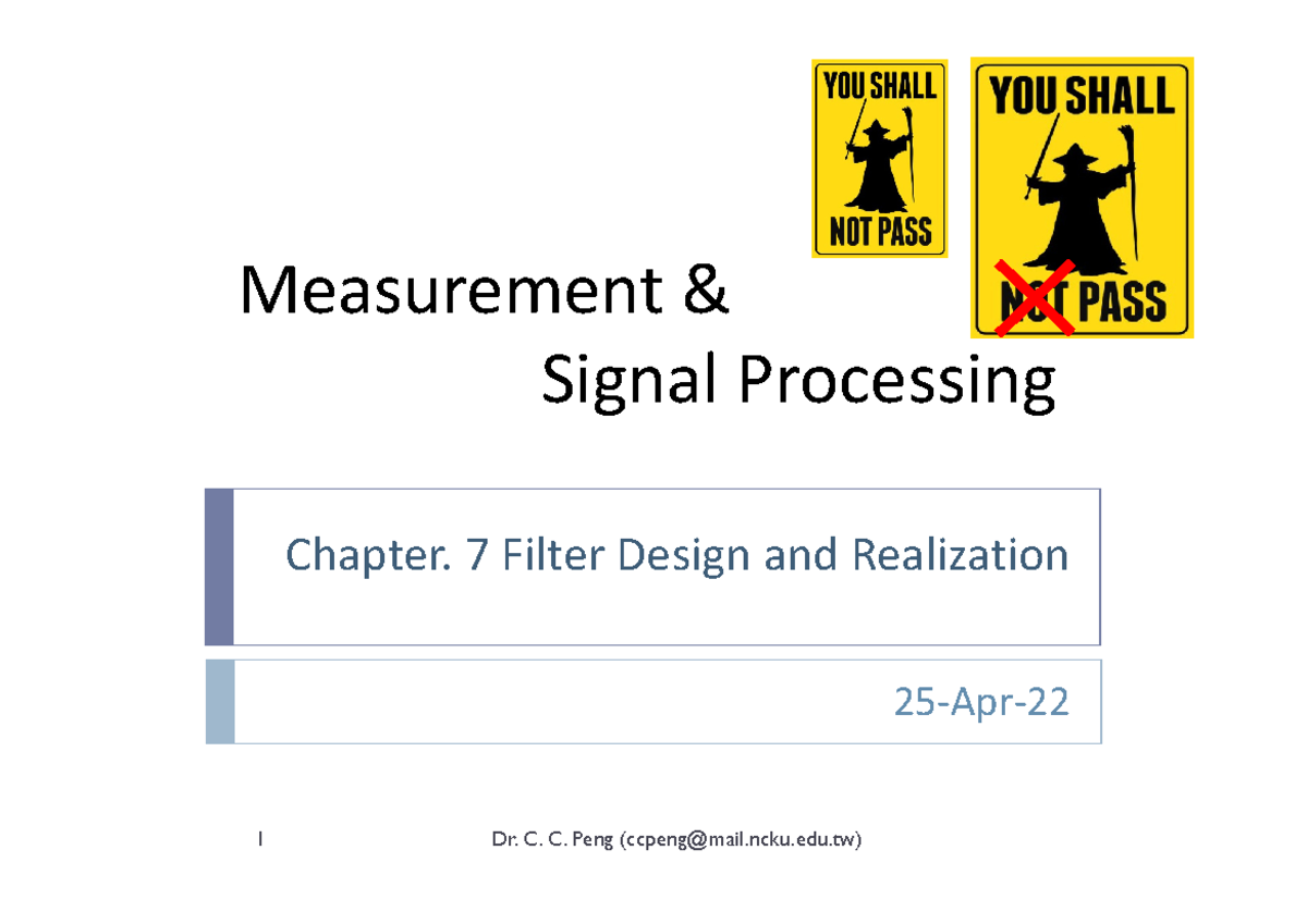 07 Signal Processing: Comprehensive Filter Design & Realization - Studocu