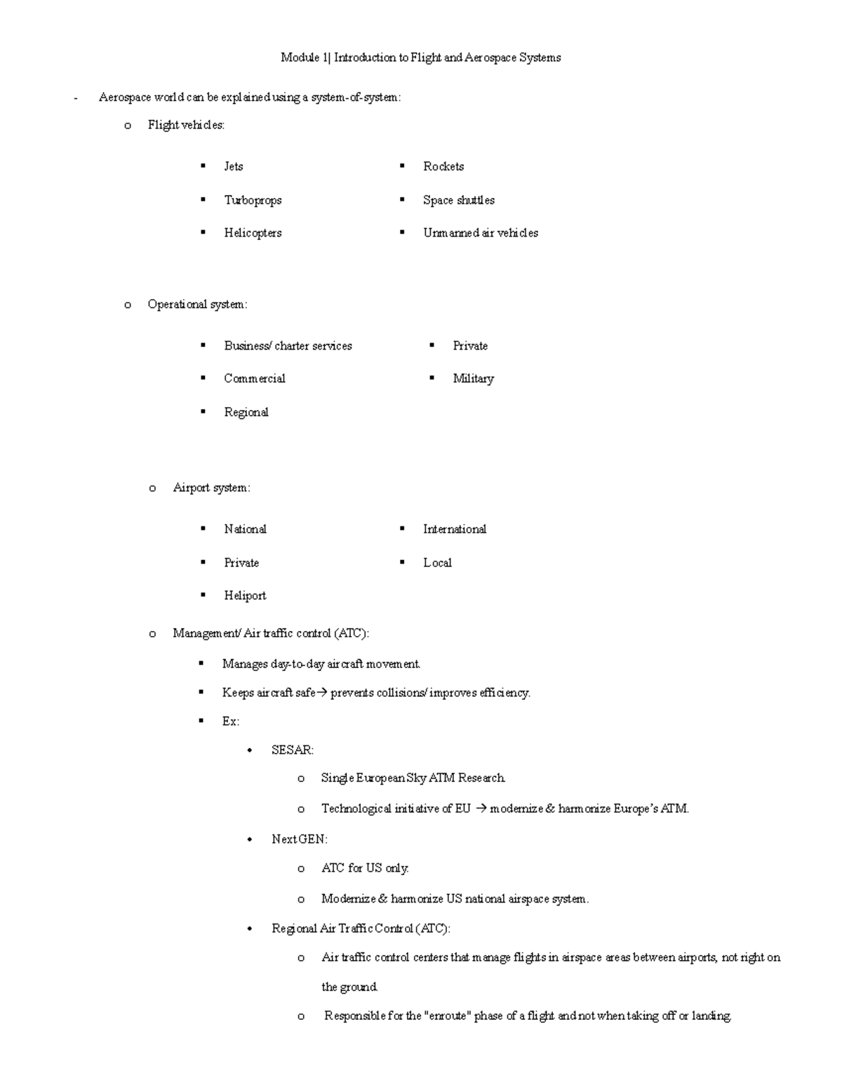 AERO 201 Module 1 - Introduction to Flight and Aerospace Systems ...