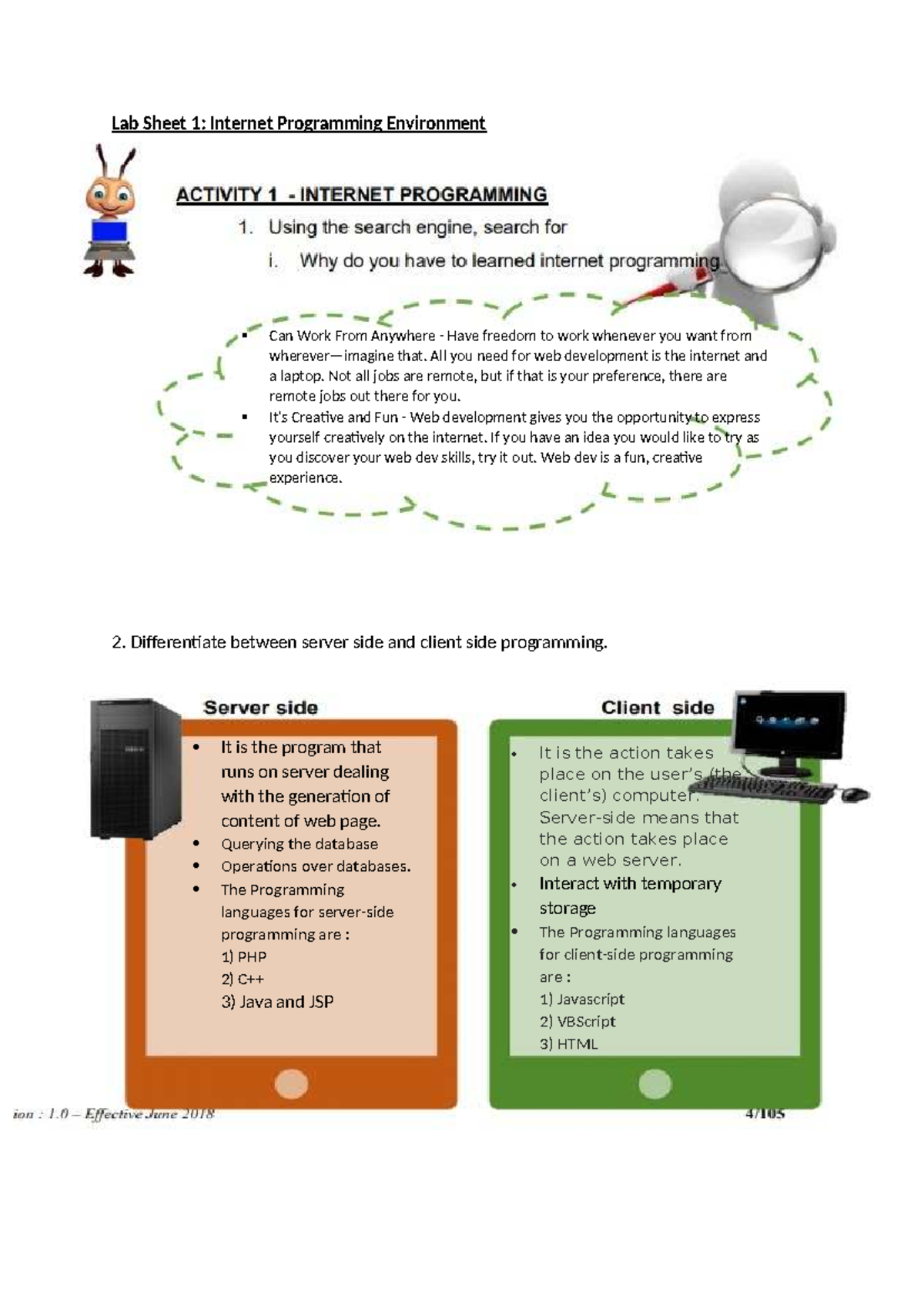Lab Sheet 1: Exploring Internet Programming Environments - Studocu