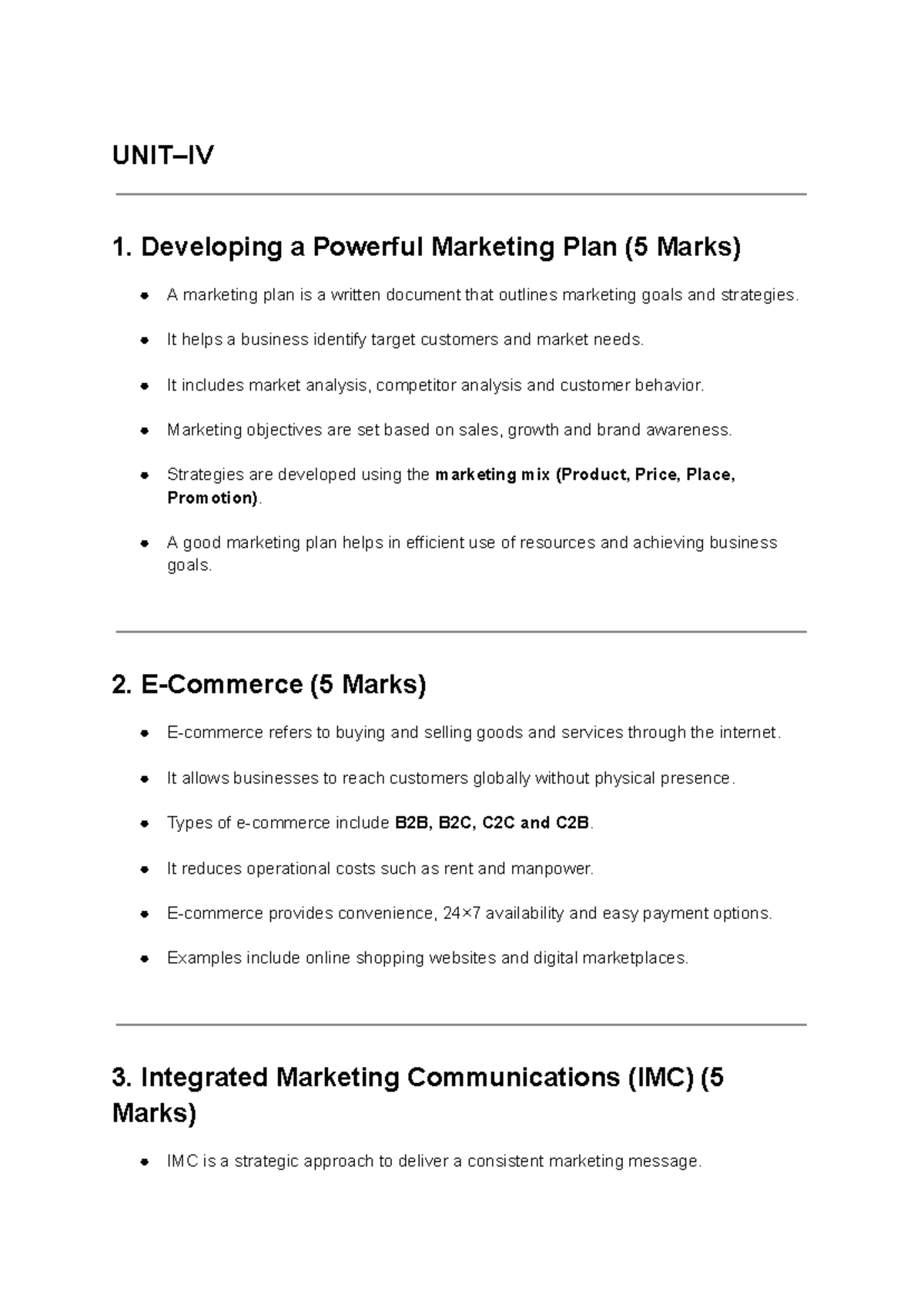 Pme U4 - Unit 4 Marketing & Team Development Notes - Studocu