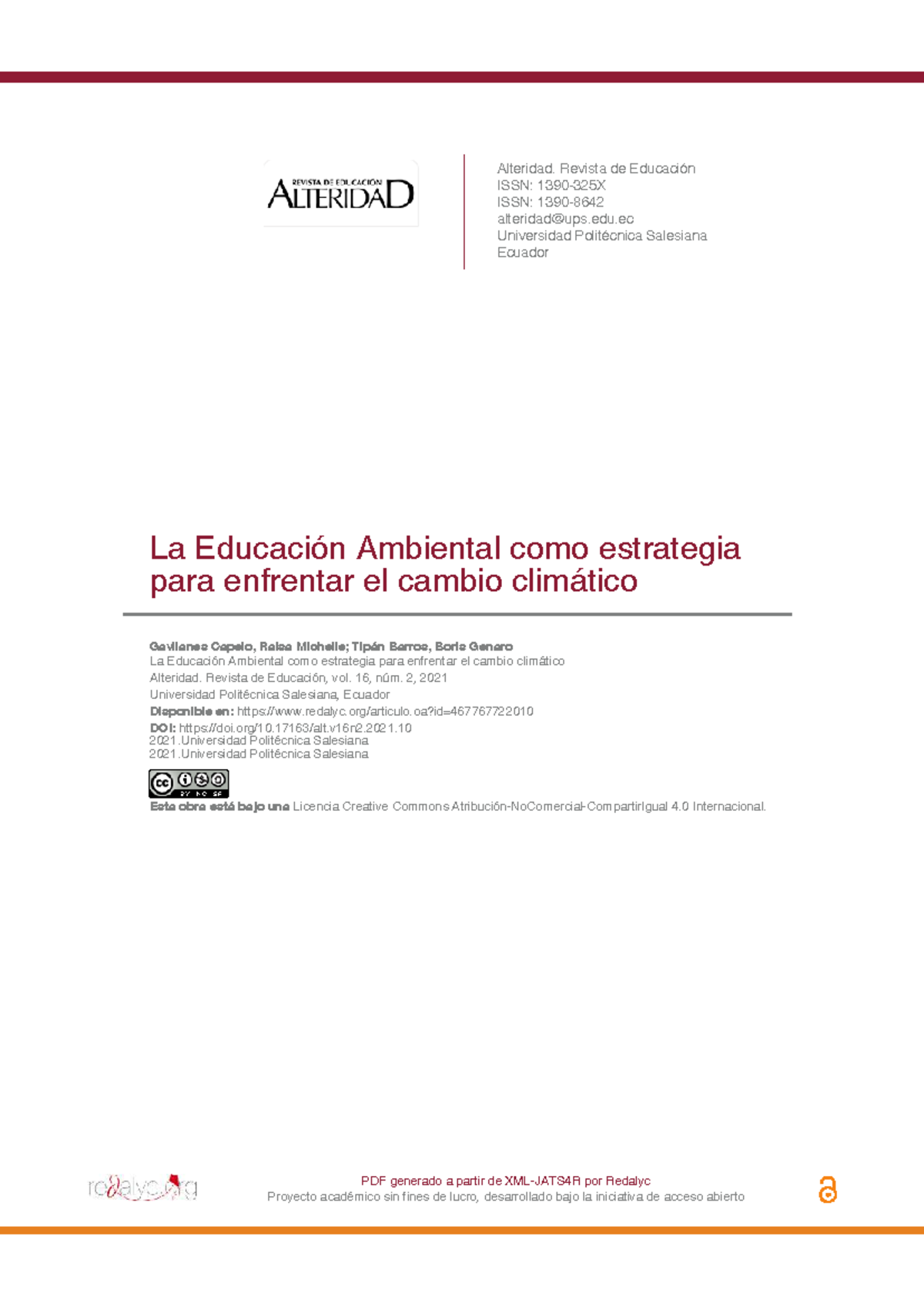La Educación Ambiental como Estrategia para el Cambio Climático - U.P.S ...
