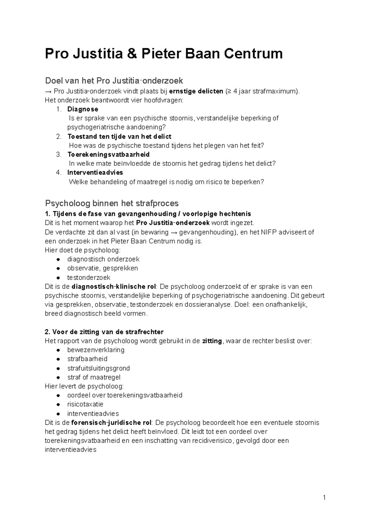 Pro Justitia Onderzoek en Psychologische Evaluatie - Studeersnel