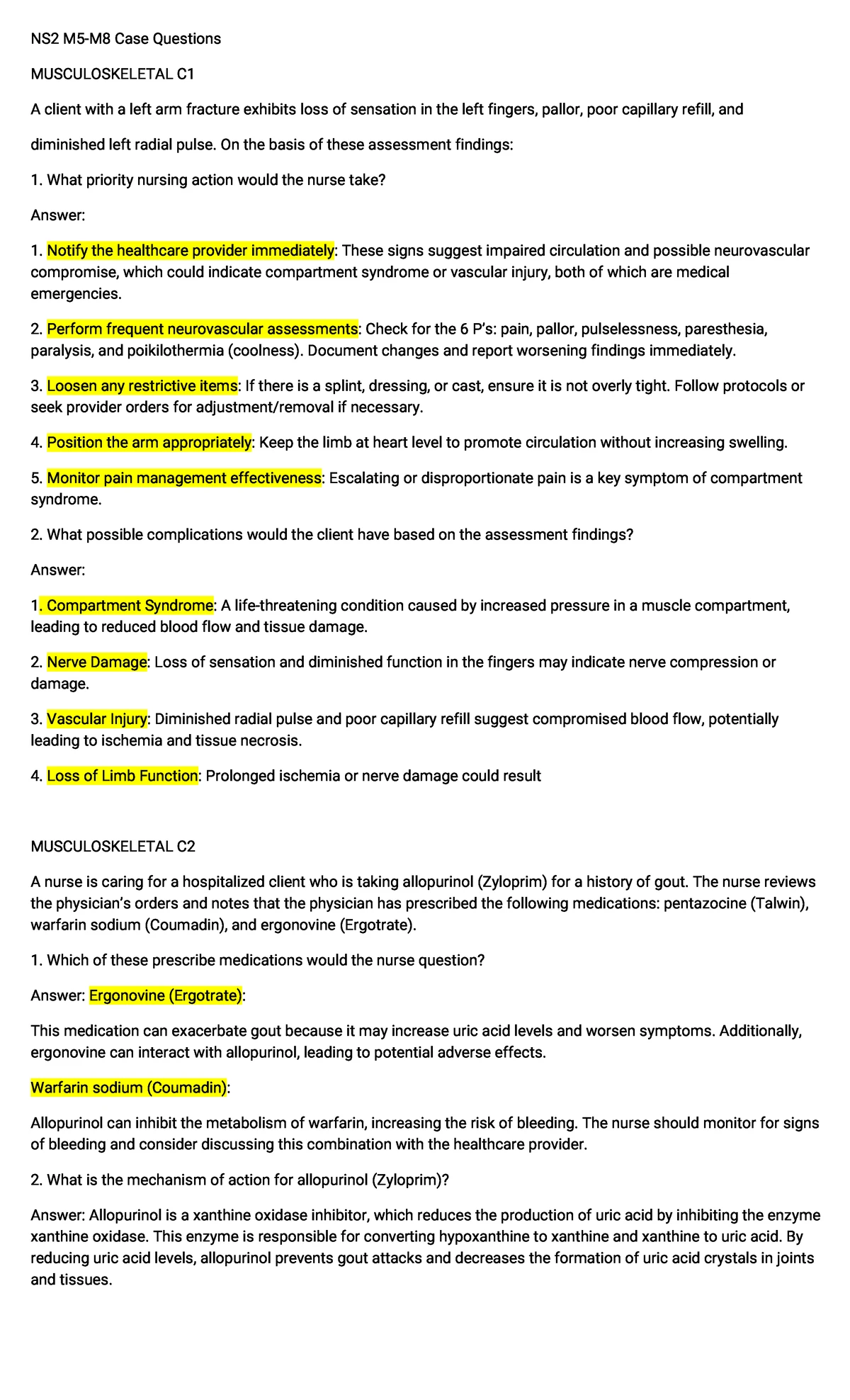 Musculoskeletal System Disorders Challenge Exam (Quiz #2: 25 Qs ...
