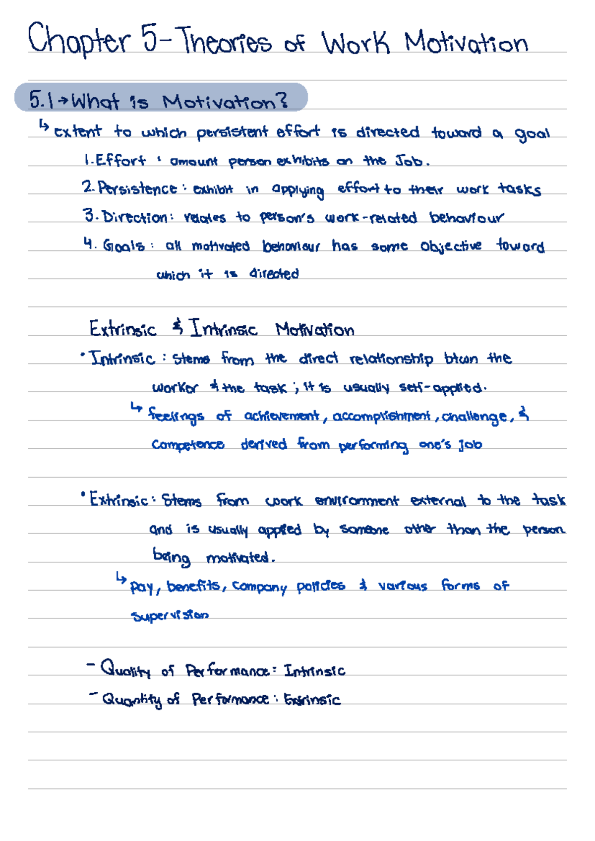 Chapter 5 - Work Motivation: Key Concepts and Theories - Studocu