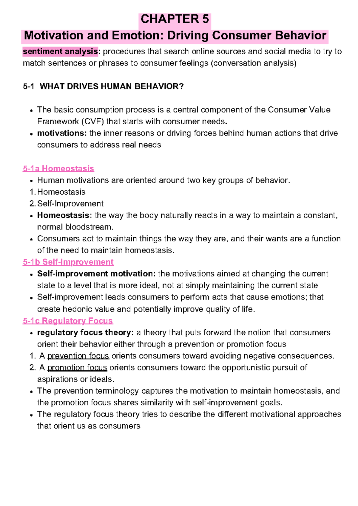 BEM 212 CHAPTER 5: Motivation & Emotion in Consumer Behavior - Studocu