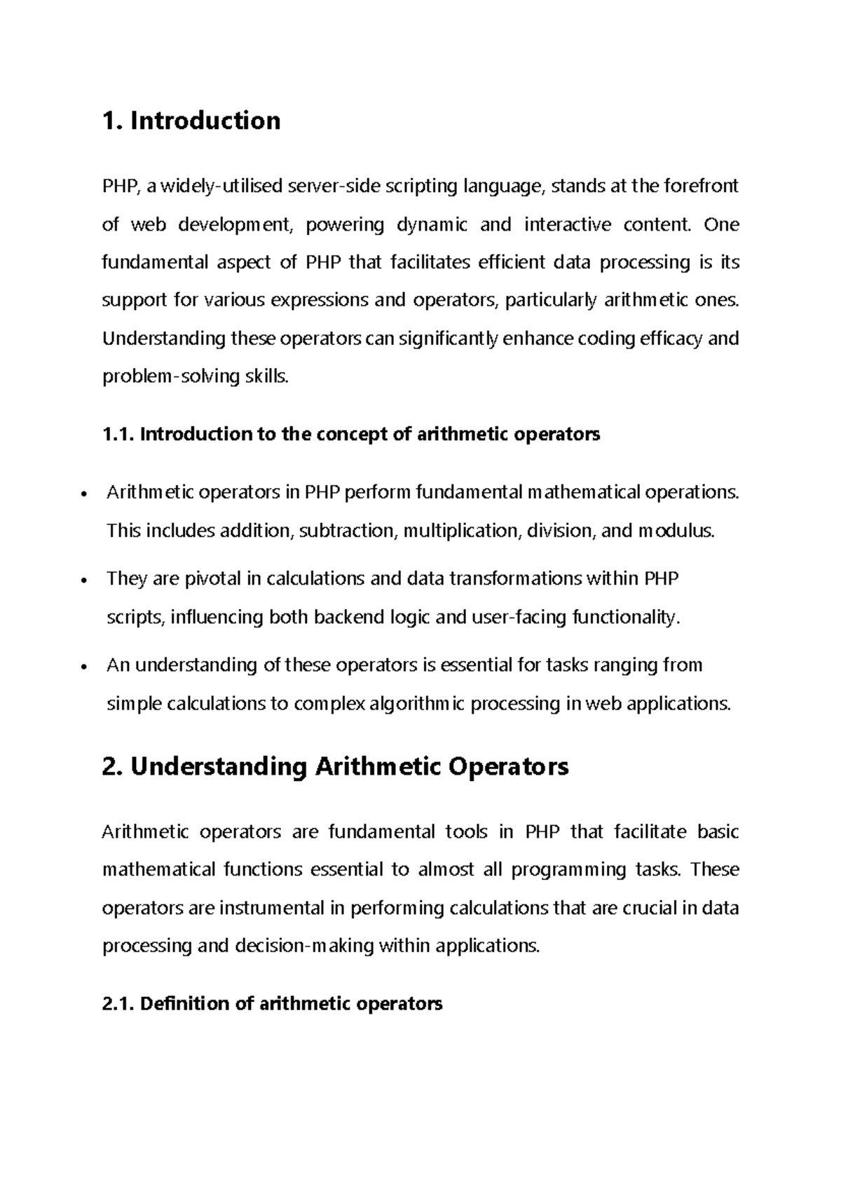 PHP 101: Understanding Arithmetic Operators and Their Applications ...