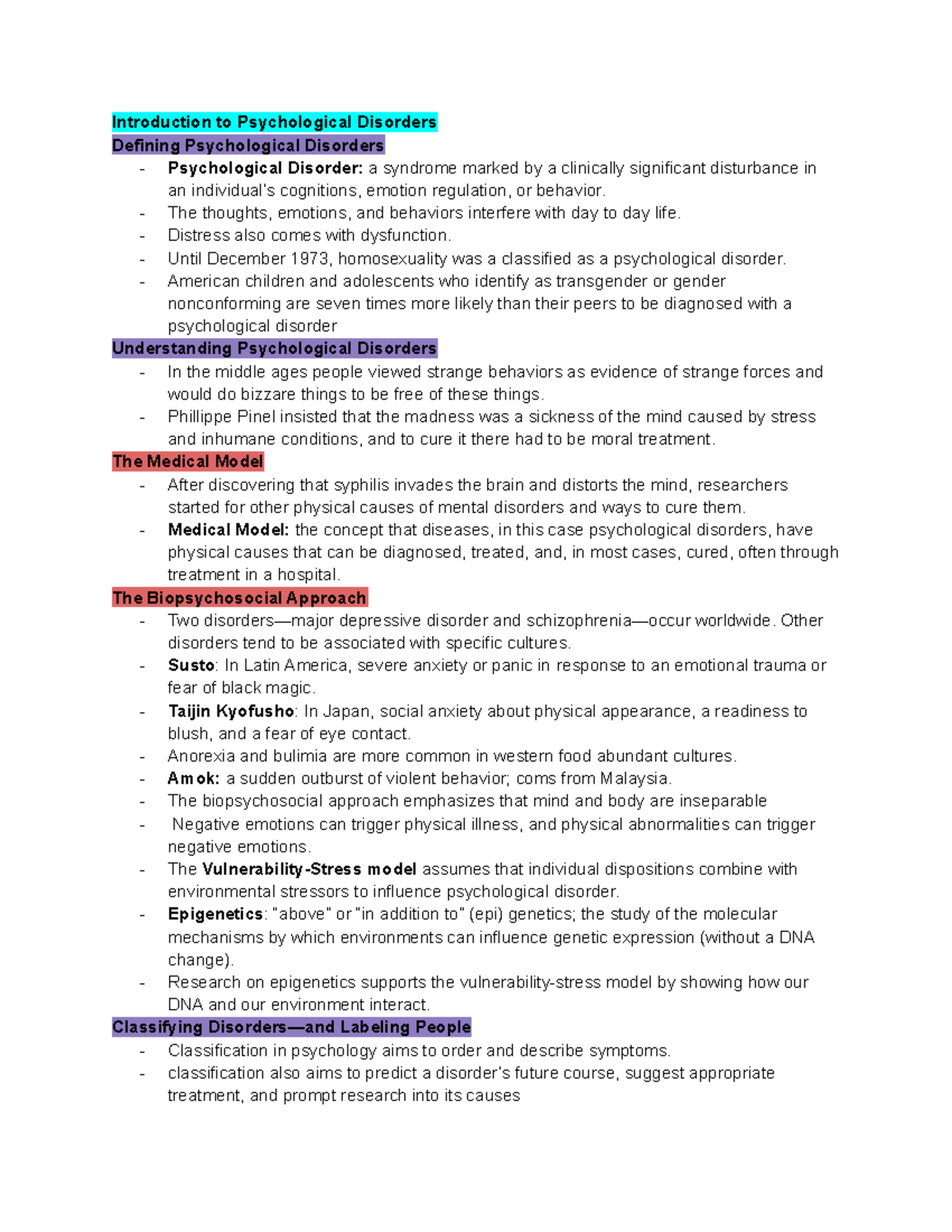 Psychology 101: Chapter 15 - Psychological Disorders Unpacked - Studocu