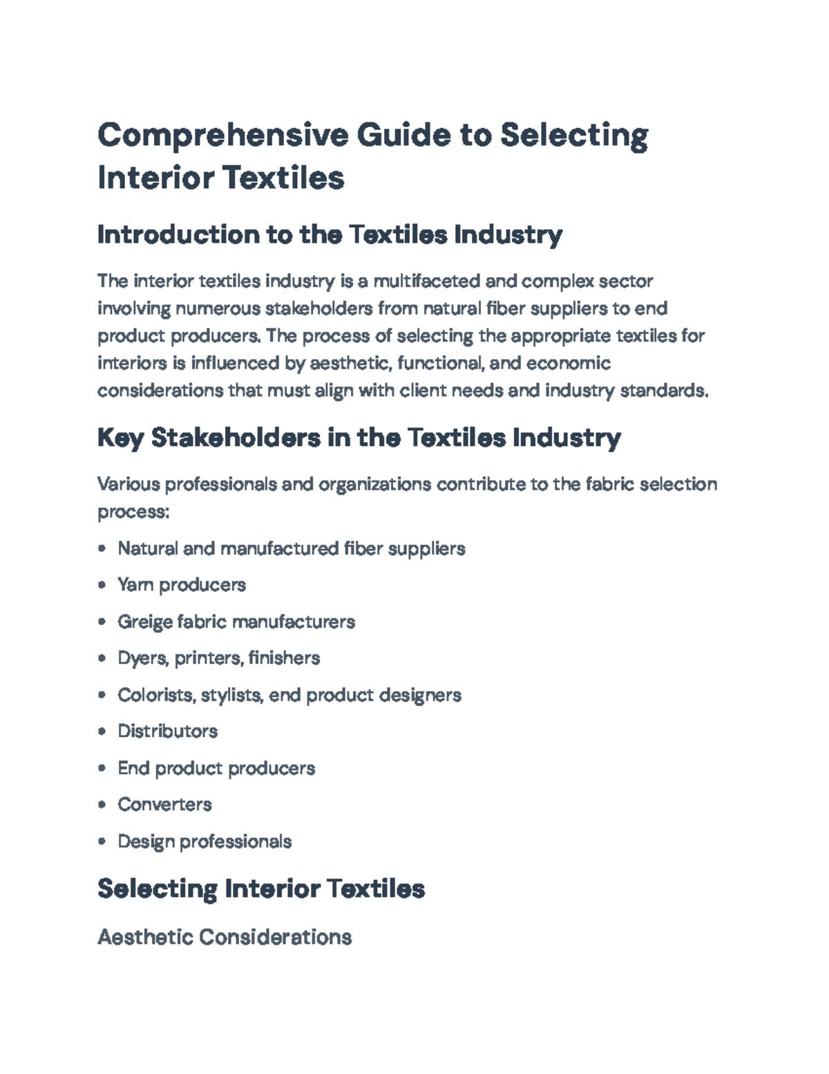 Comprehensive Guide to Selecting Interior Textiles for Design ...