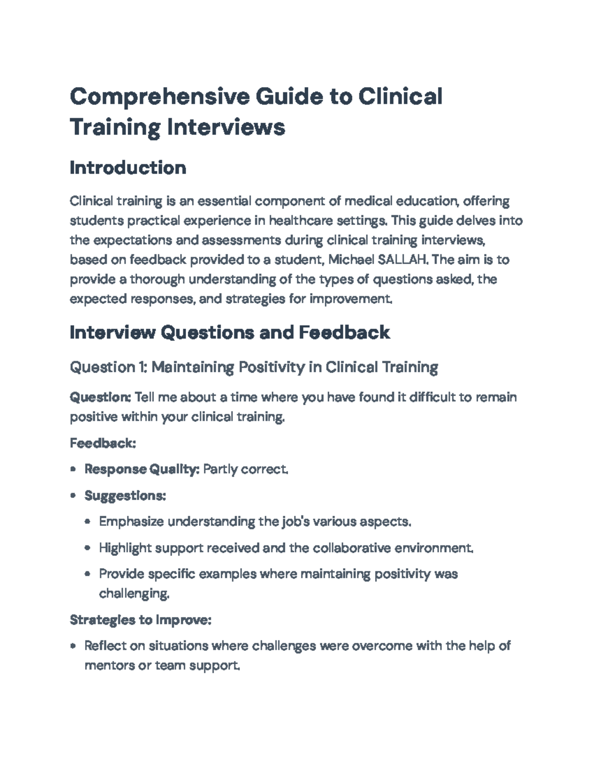 Clinical Training Interviews Guide: Strategies, Questions & Feedback ...
