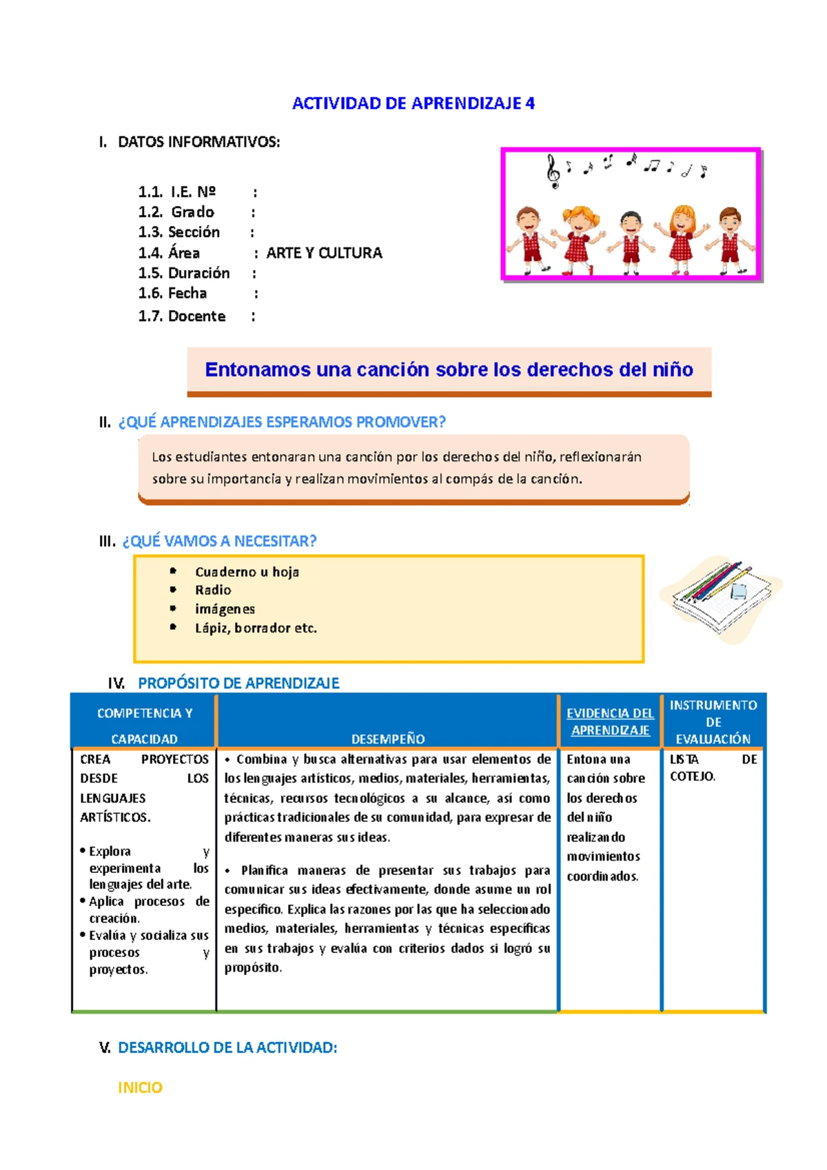 ARTE Visual - sesion de aprendizaje en arte y cultura para primaria ...