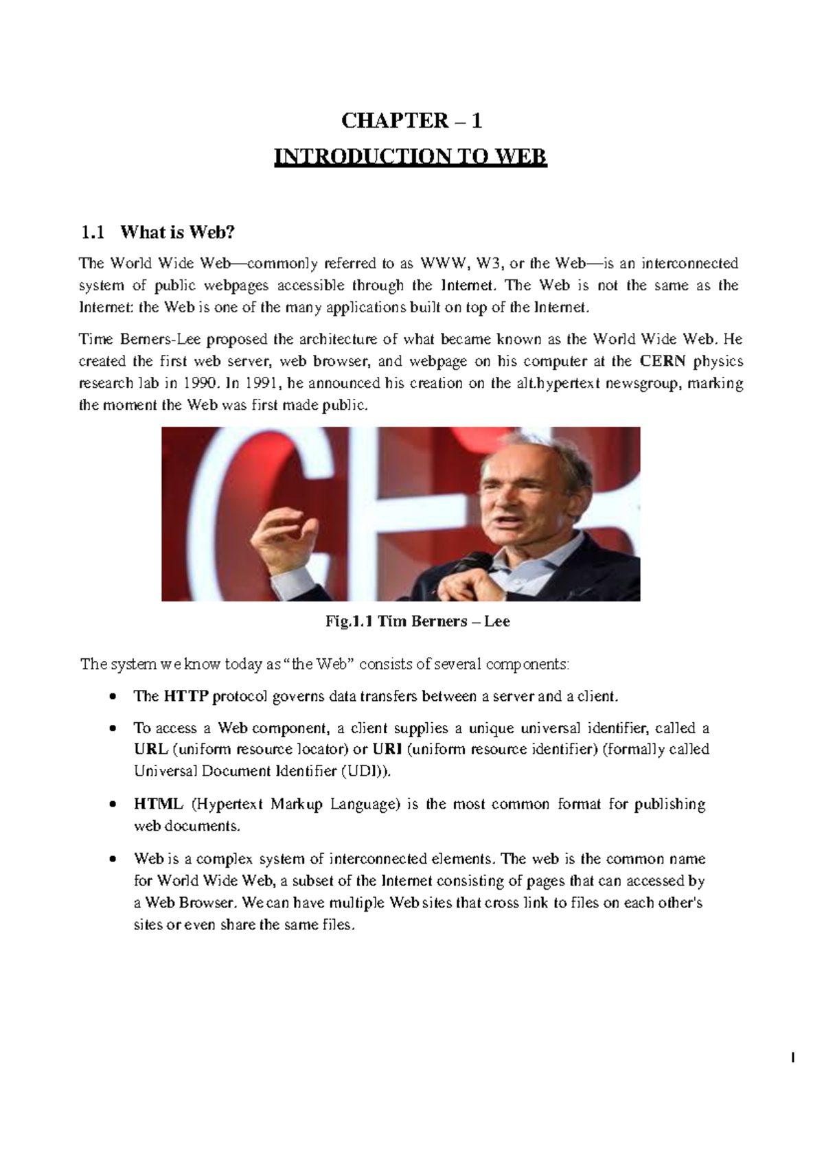 Web development - CHAPTER – 1 INTRODUCTION TO WEB 1 What is Web? The ...