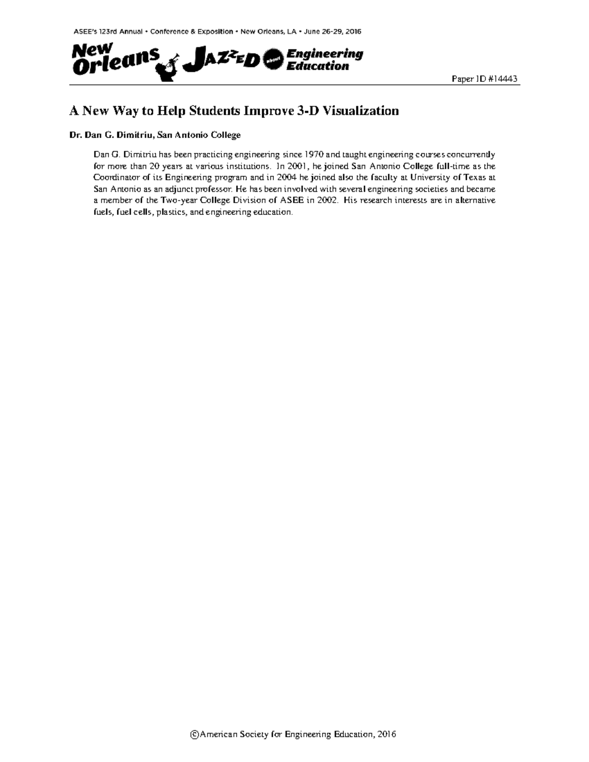 New Methods for Enhancing 3D Visualization Skills in Engineering ...
