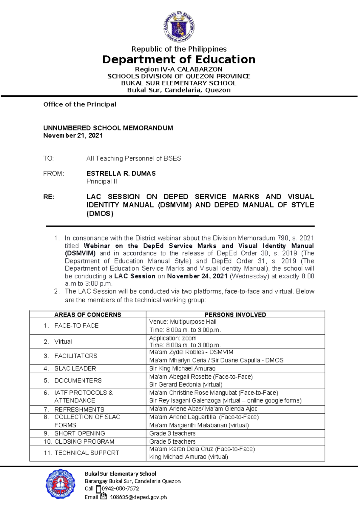 LAC Session Memo on DepEd Service Marks & Visual Identity Manual - Studocu