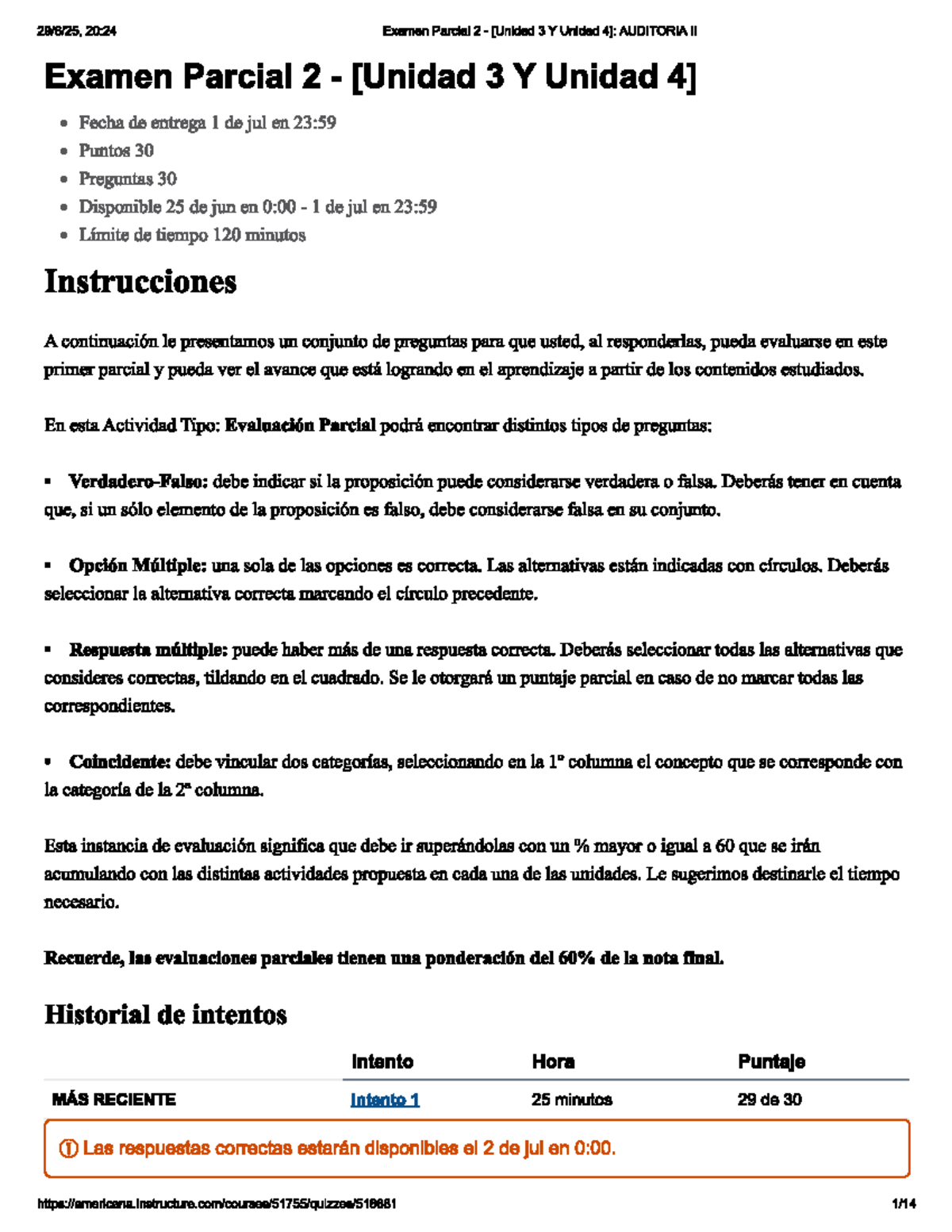 AUDITORIA II - Examen Parcial 2: Evaluación y Preguntas Clave - Studocu