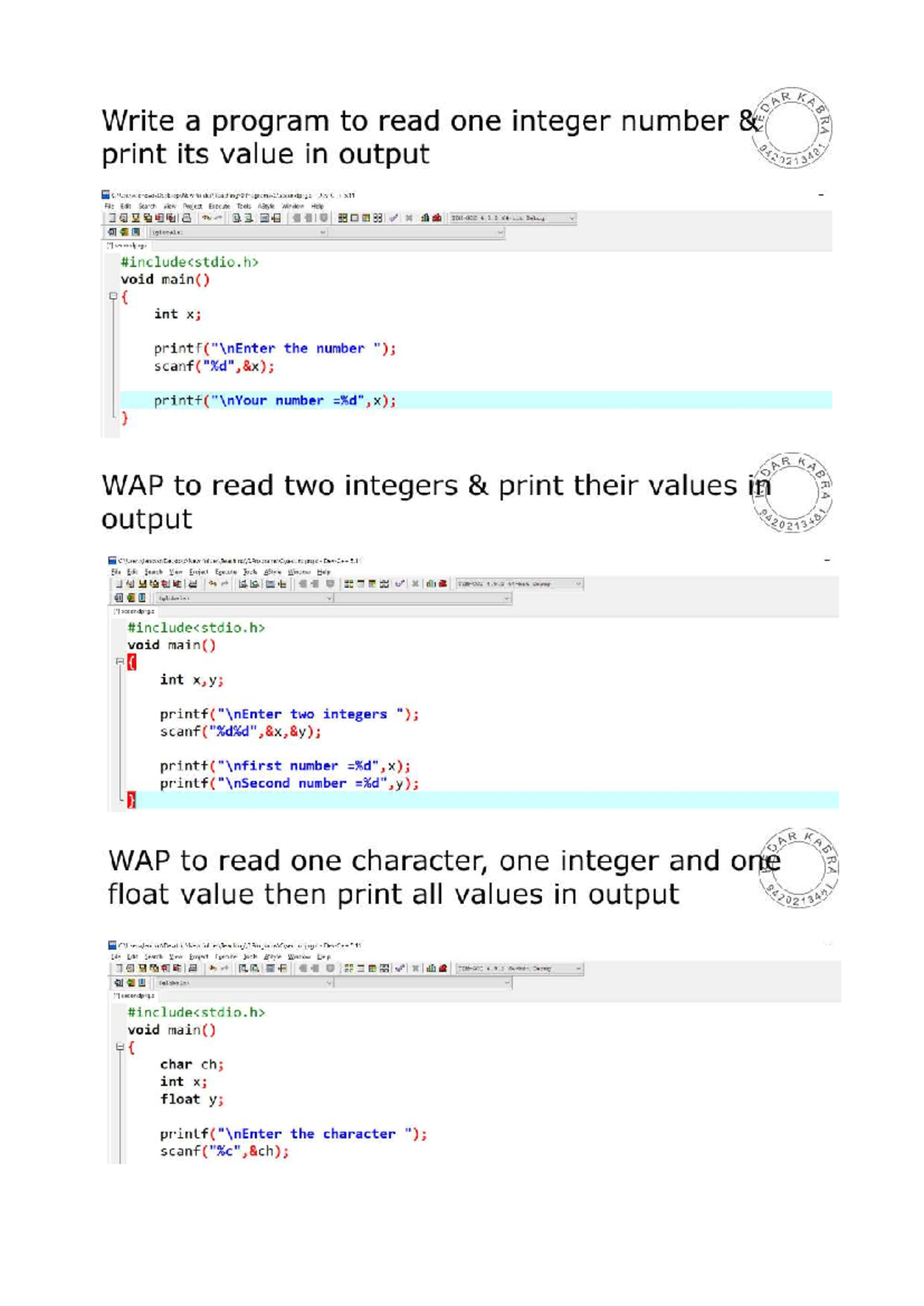C-Programming - Lecture 5: Reading and Printing Variables - Studocu