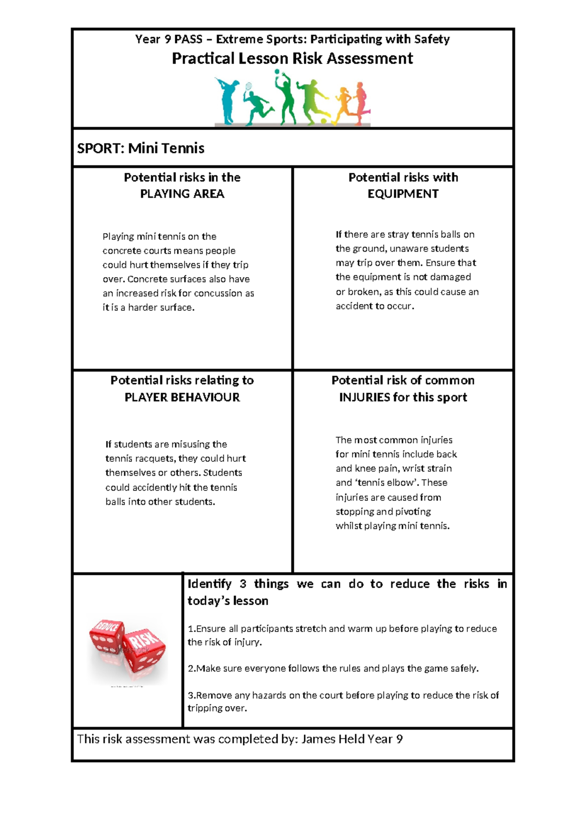 PASS - study notes for pdhpe - Year 9 PASS – Extreme Sports ...