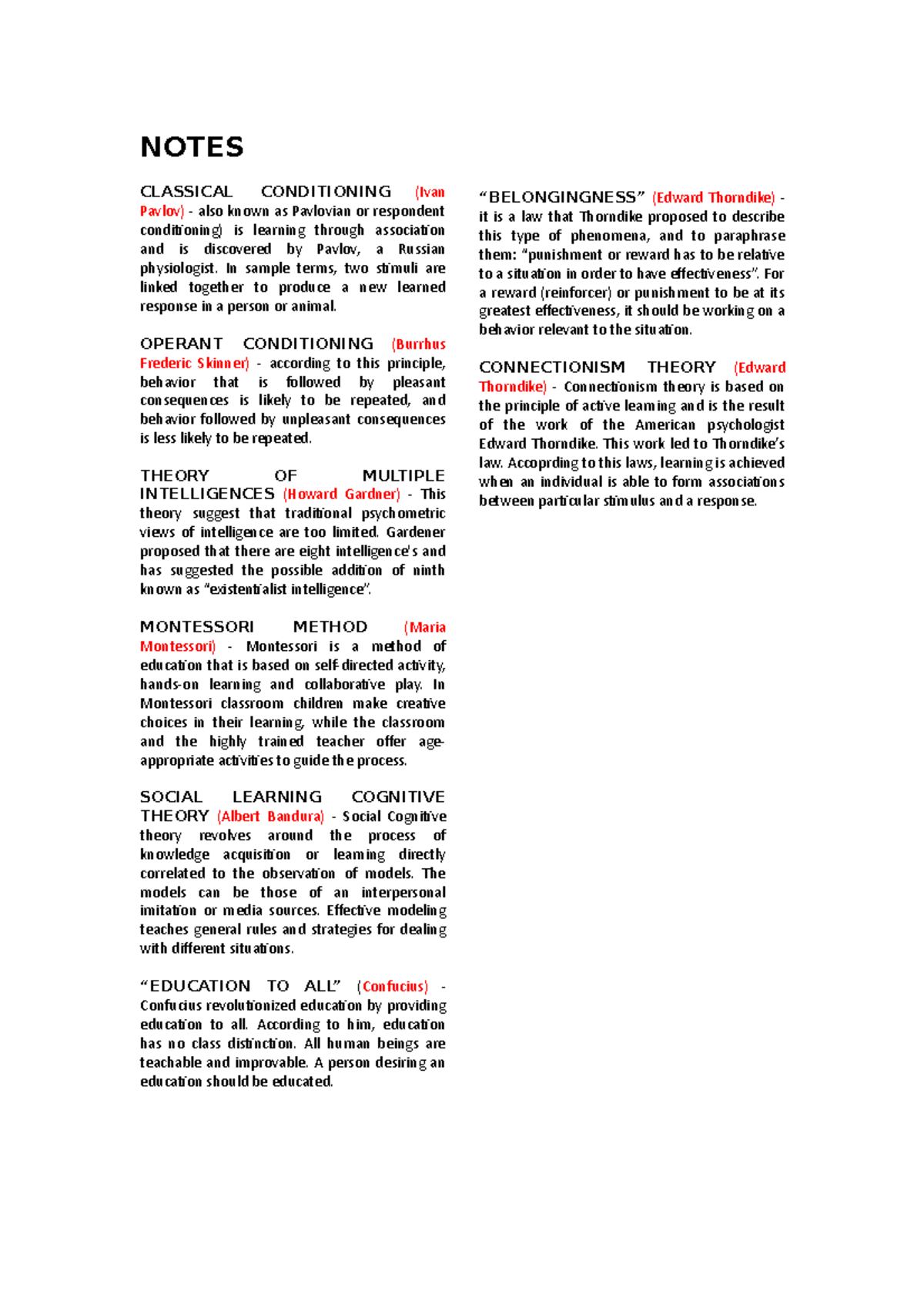 PROF ED Final Exam Reviewer: Key Educational Theories and Methods - Studocu