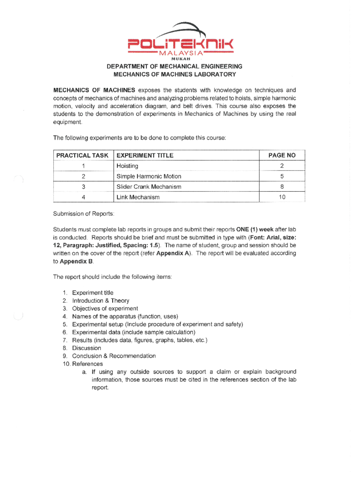 Labsheet Djj40163 Mom Mechanical Engineering Studocu