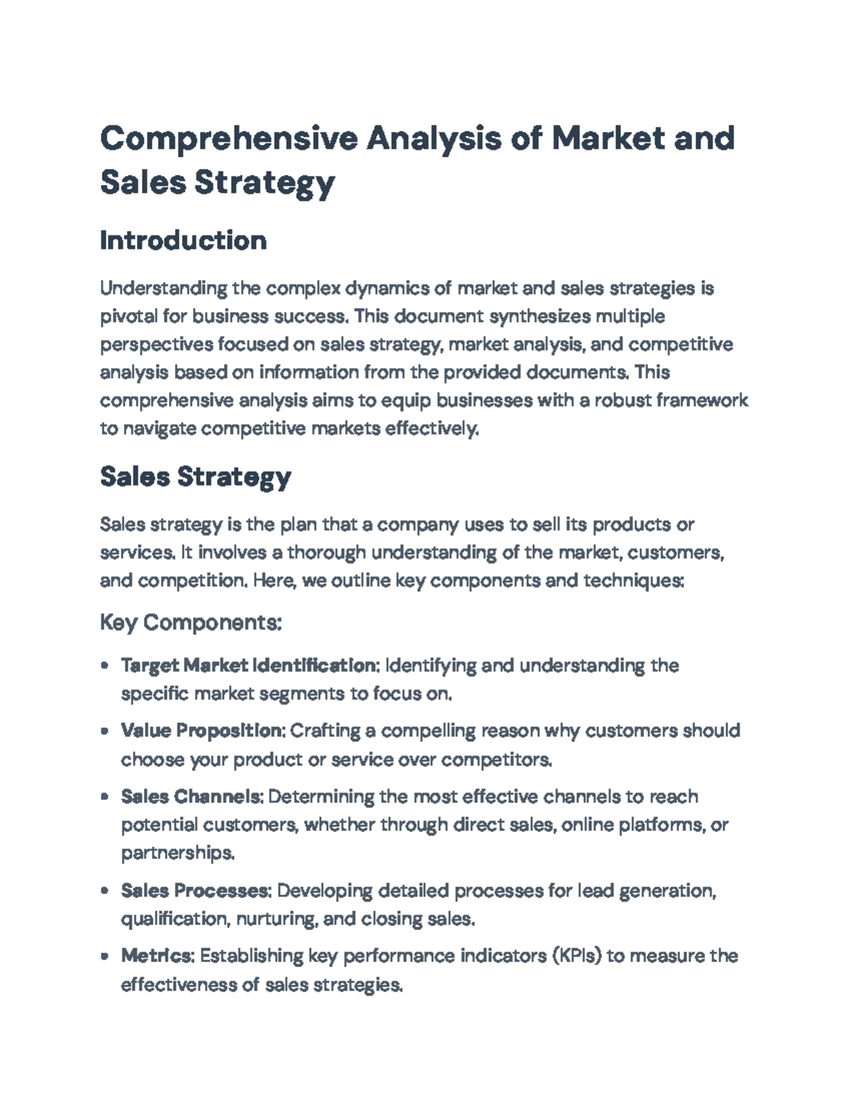 Comprehensive Analysis of Market and Sales Strategy Overview ...