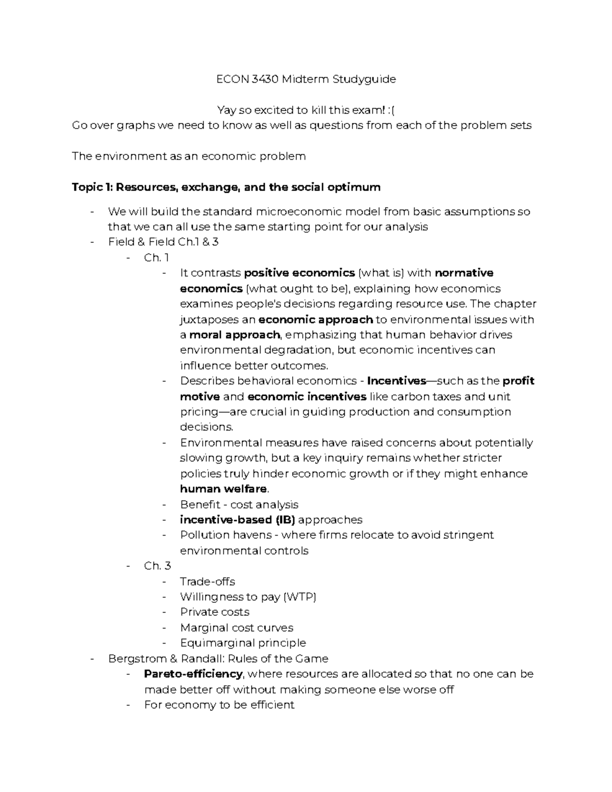 ECON 3430 Midterm Exam Study Guide: Key Concepts & Topics - Studocu