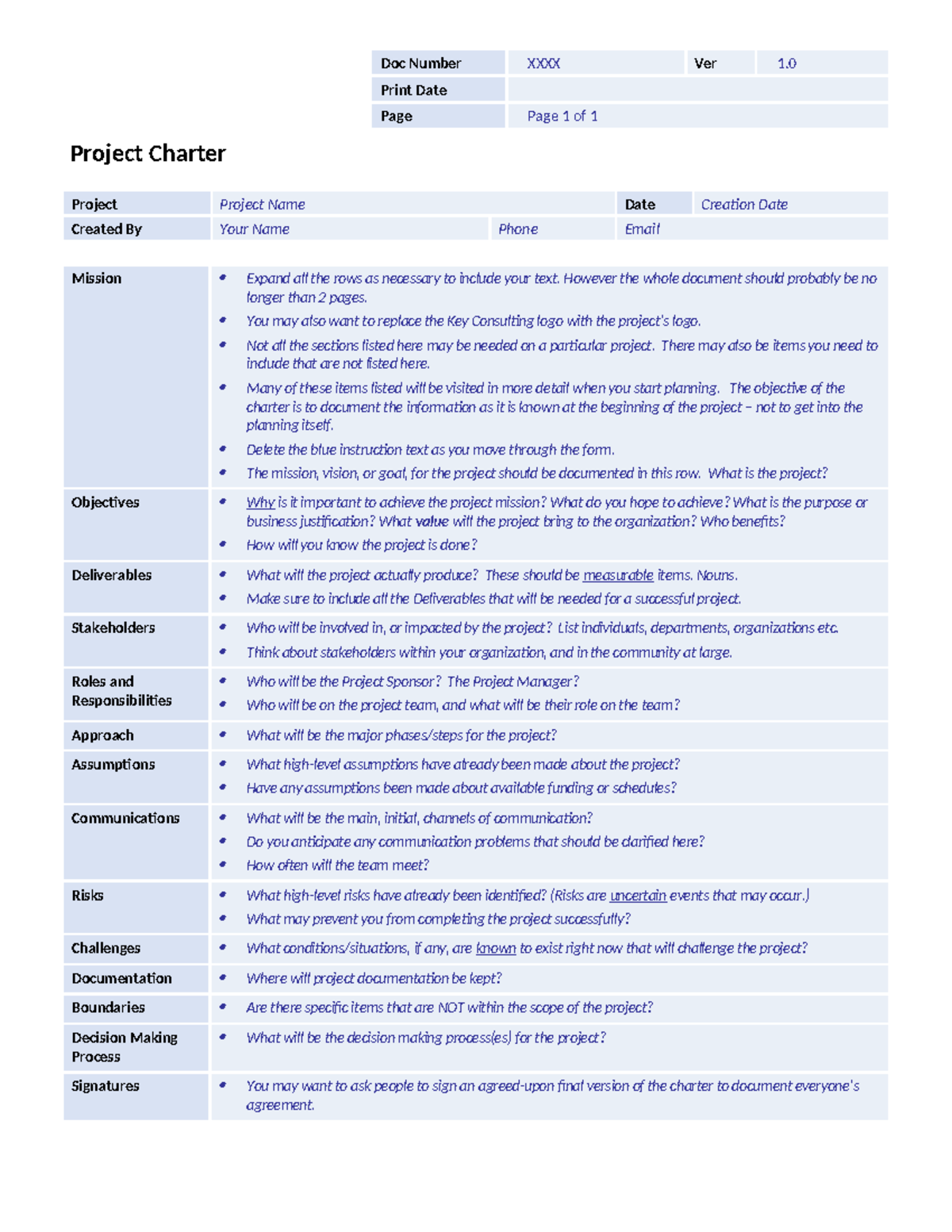 Project Charter Template: Key Elements & Guidelines - Studocu