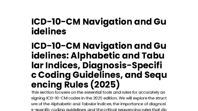 ICD-10-CM Navigation & Guidelines: Coding Practices for 2025 - Studocu