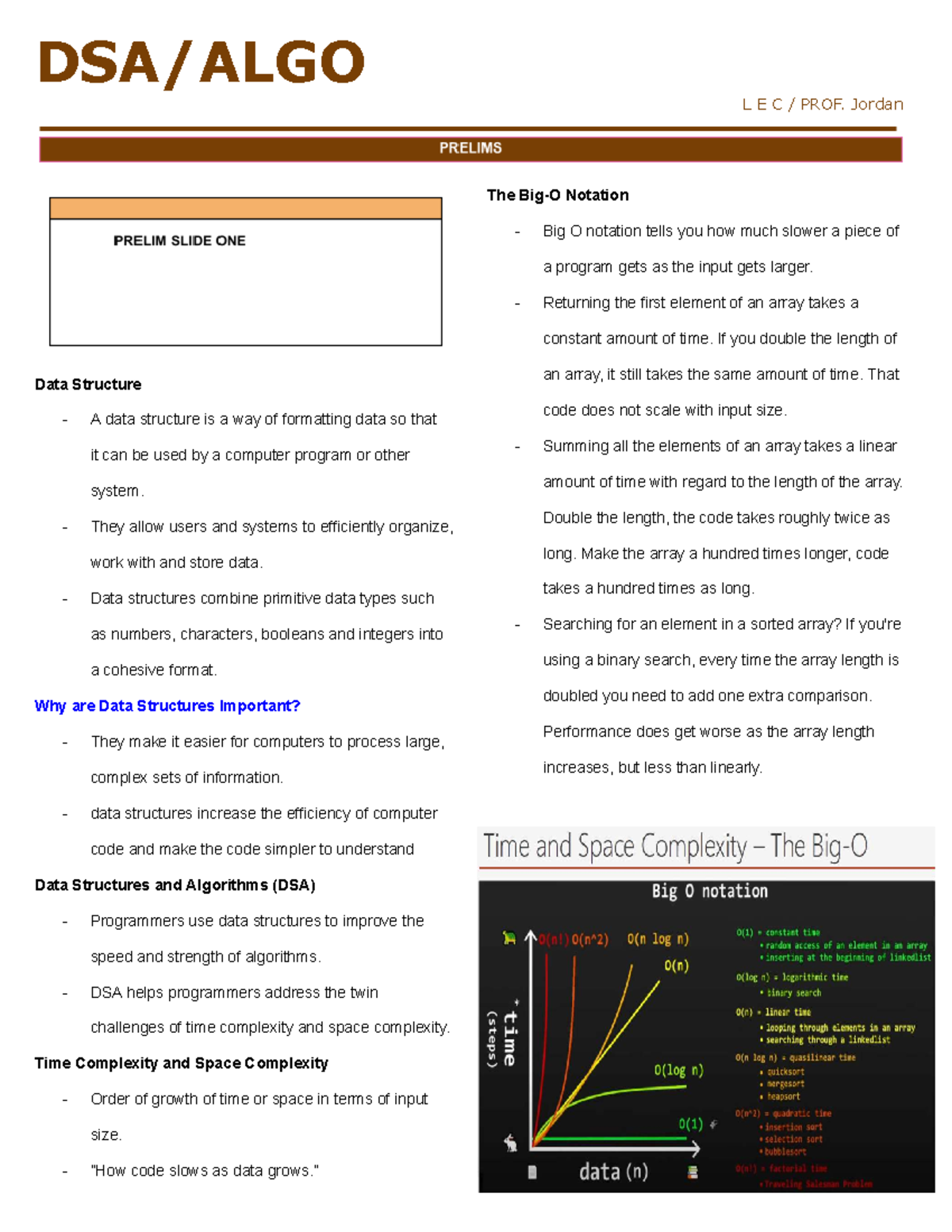 DATA 101: Lecture Notes on Data Structures and Algorithms - Studocu