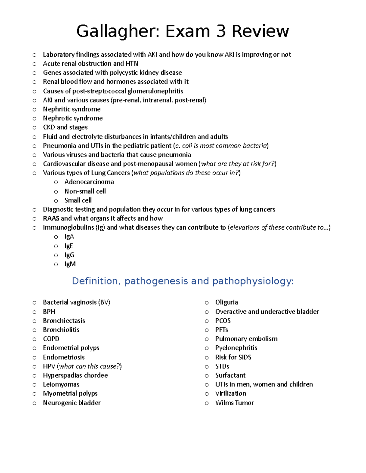 Patho 3 Exam Review: Key Topics and Concepts Explained - Studocu