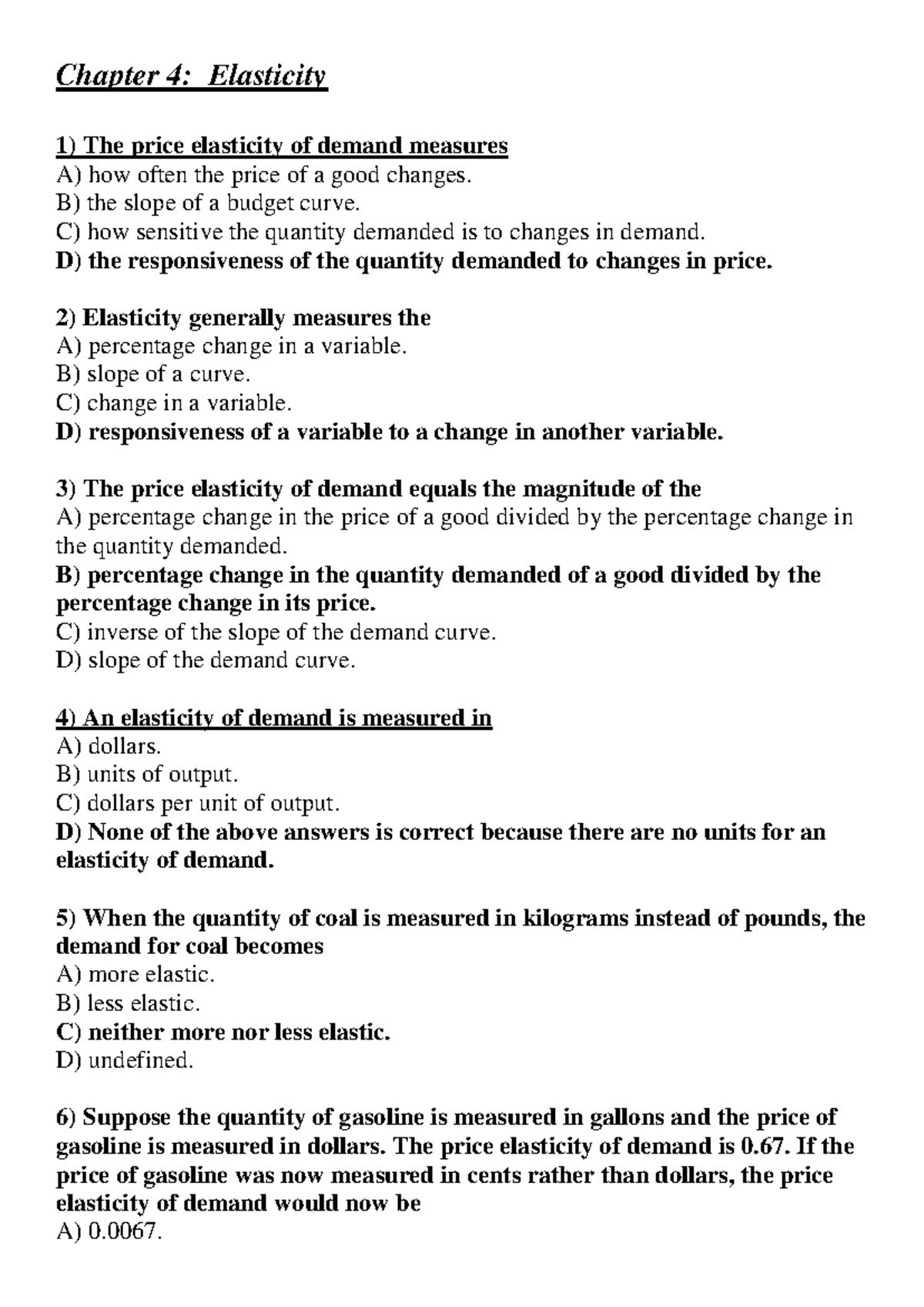 Chapter 4: Elasticity - Answers and Key Concepts - Studocu