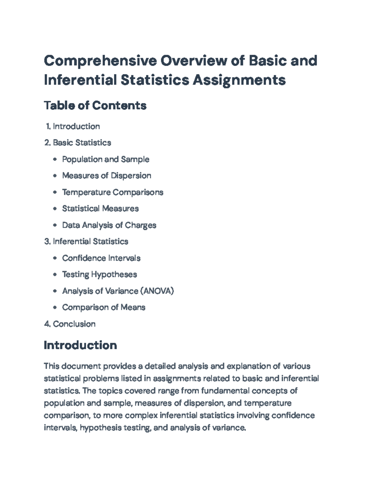 Comprehensive Overview of Basic & Inferential Statistics Assignments ...